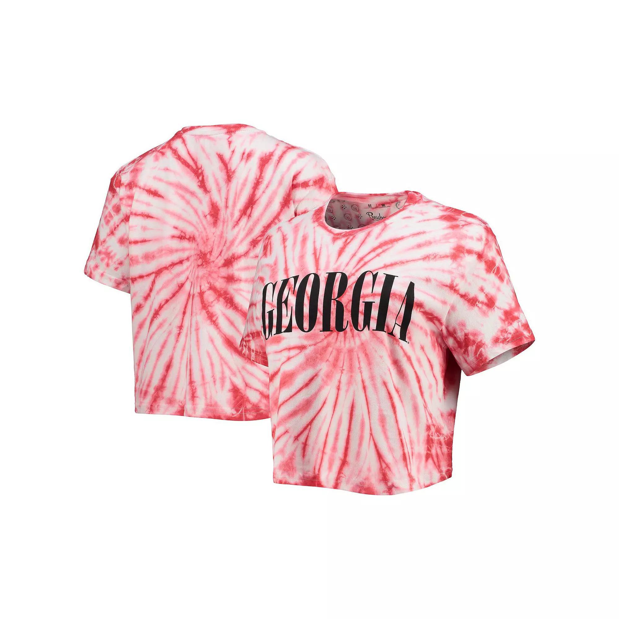 Women's Pressbox Red Georgia Bulldogs Showtime Tie-Dye Crop T-Shirt, Size: Small Product Image