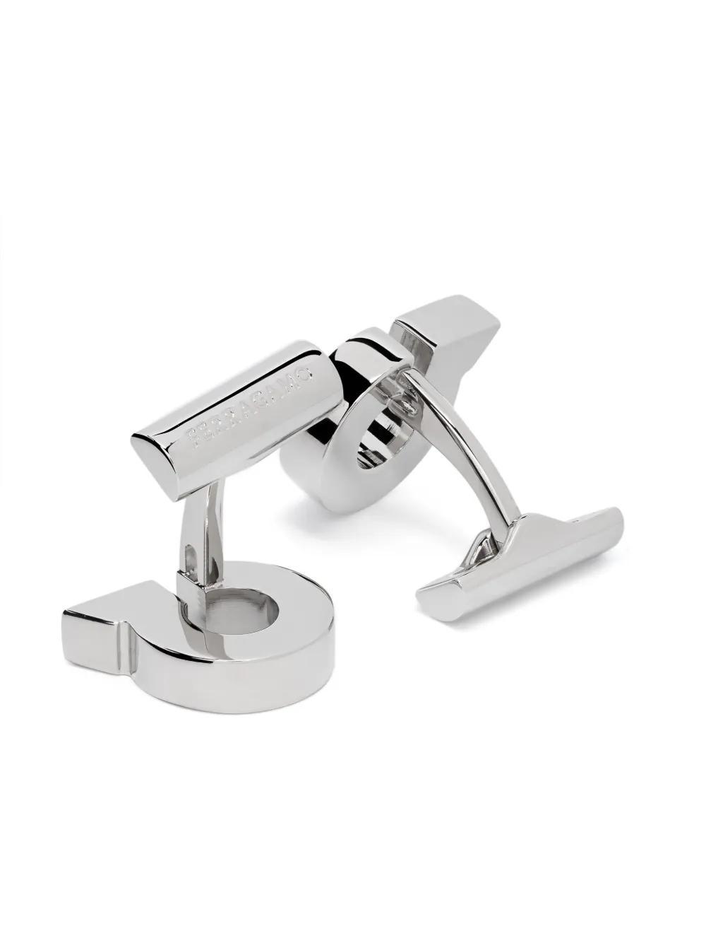 FERRAGAMO Gancini Polished Cufflinks In Silver Product Image