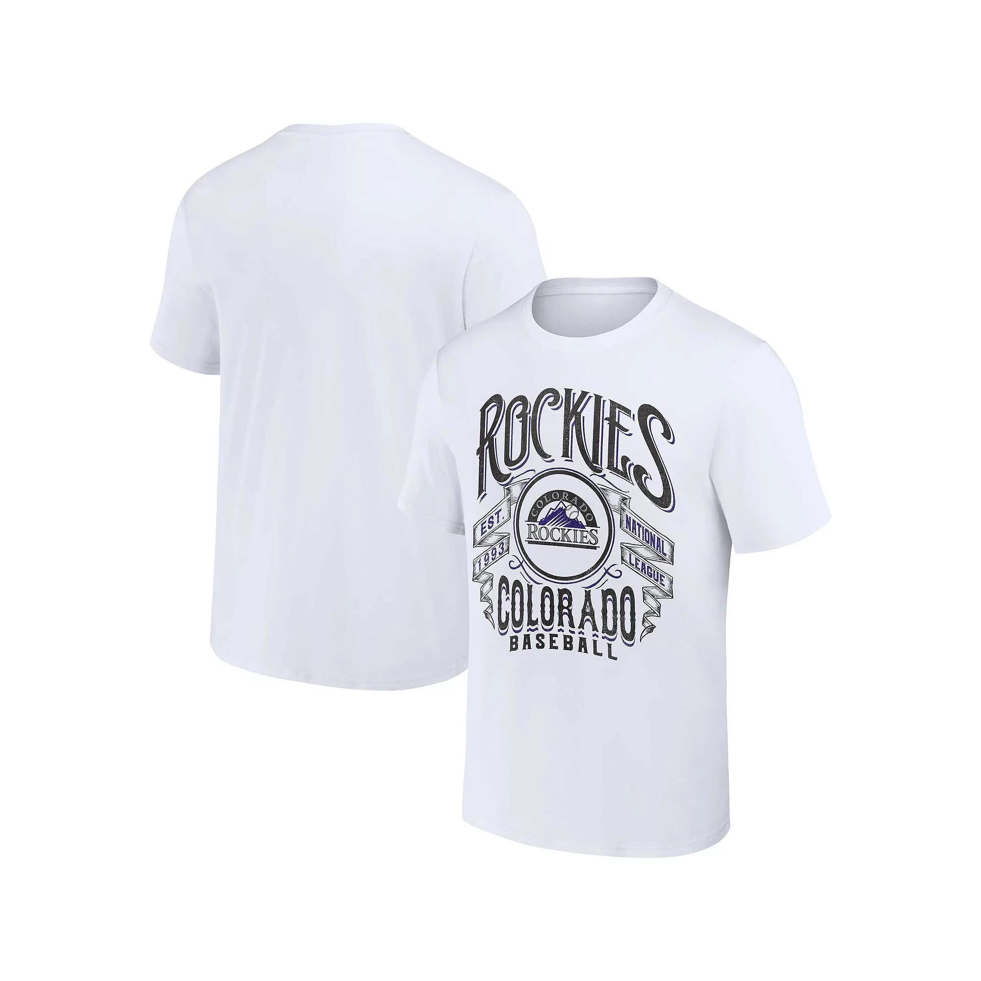 Men's Darius Rucker Collection by Fanatics White Colorado Rockies Distressed Rock T-Shirt,  Product Image