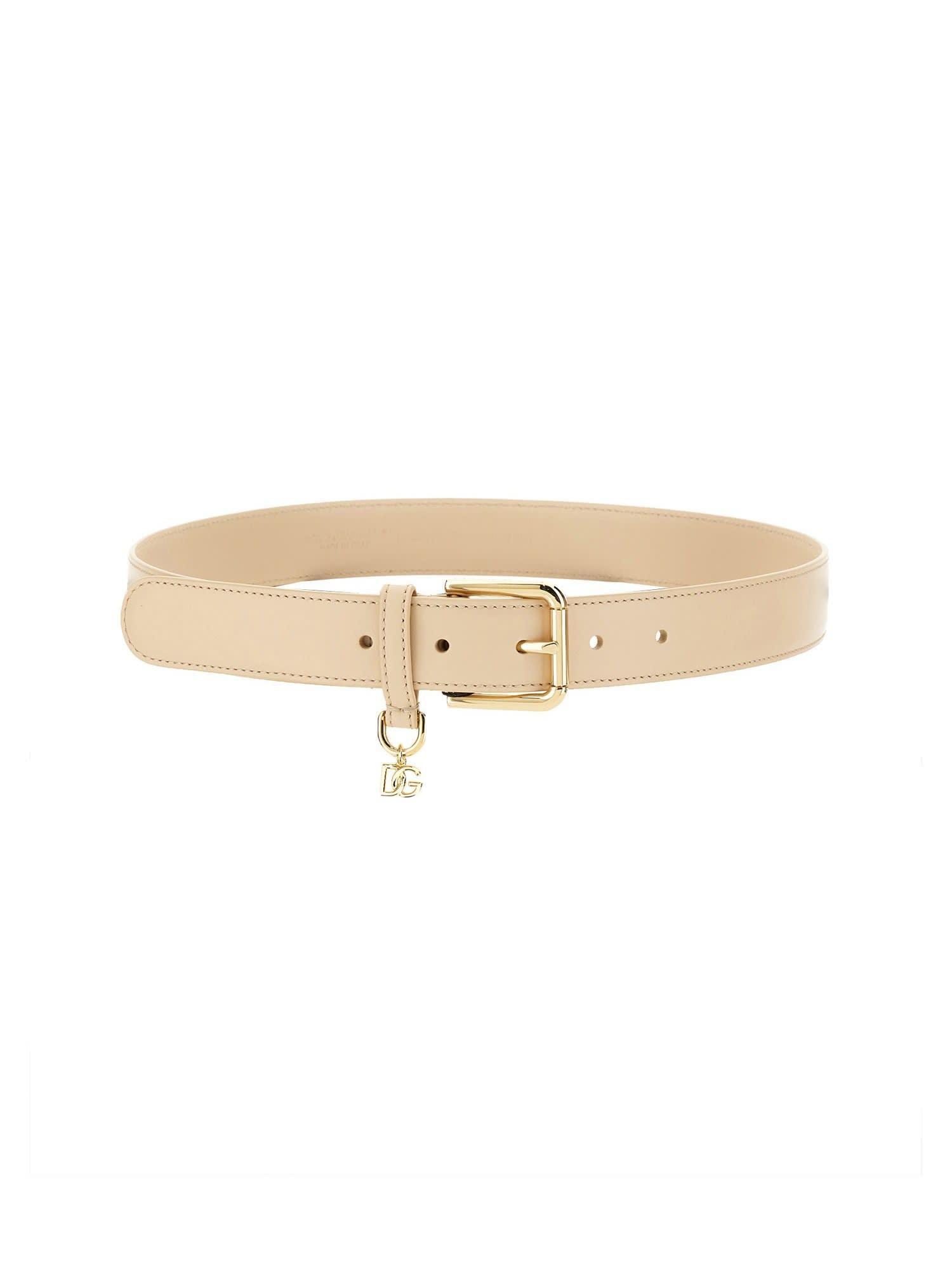 DOLCE & GABBANA Logo-charm Leather Belt In Pink & Purple Product Image