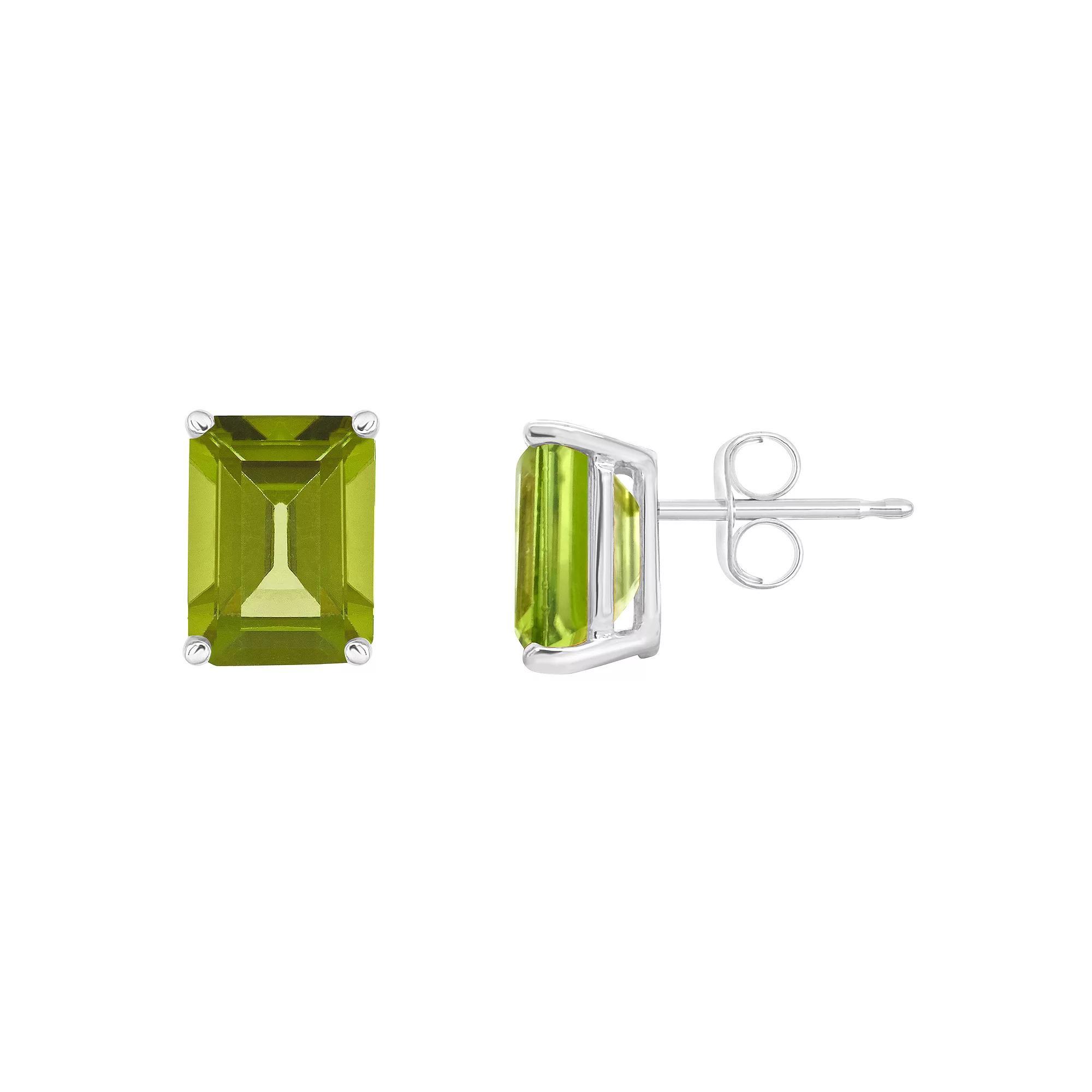 Celebration Gems 14k Gold Emerald Cut Peridot Stud Earrings, Women's, 14k Whgold Product Image