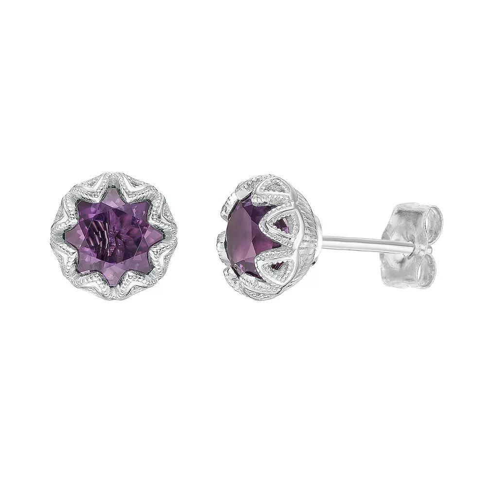 Gemminded Sterling Silver Amethyst Stud Earrings, Women's Product Image