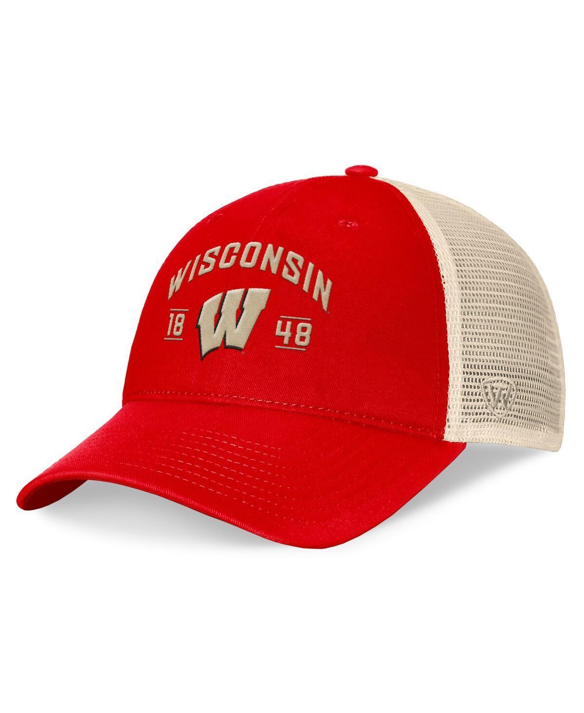 Mens Top of the World Wisconsin Badgers Heritage Waylon Trucker Adjustable Hat Product Image