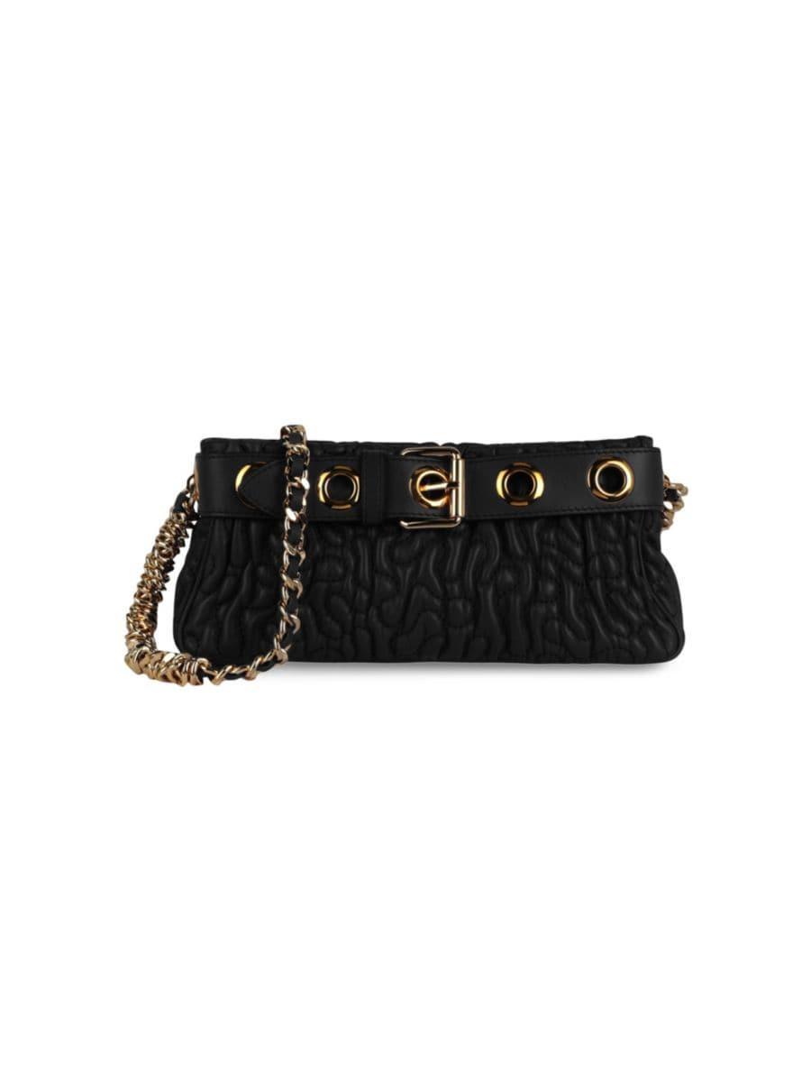 MOSCHINO Metal Quilted Shoulder Bag In Black Product Image