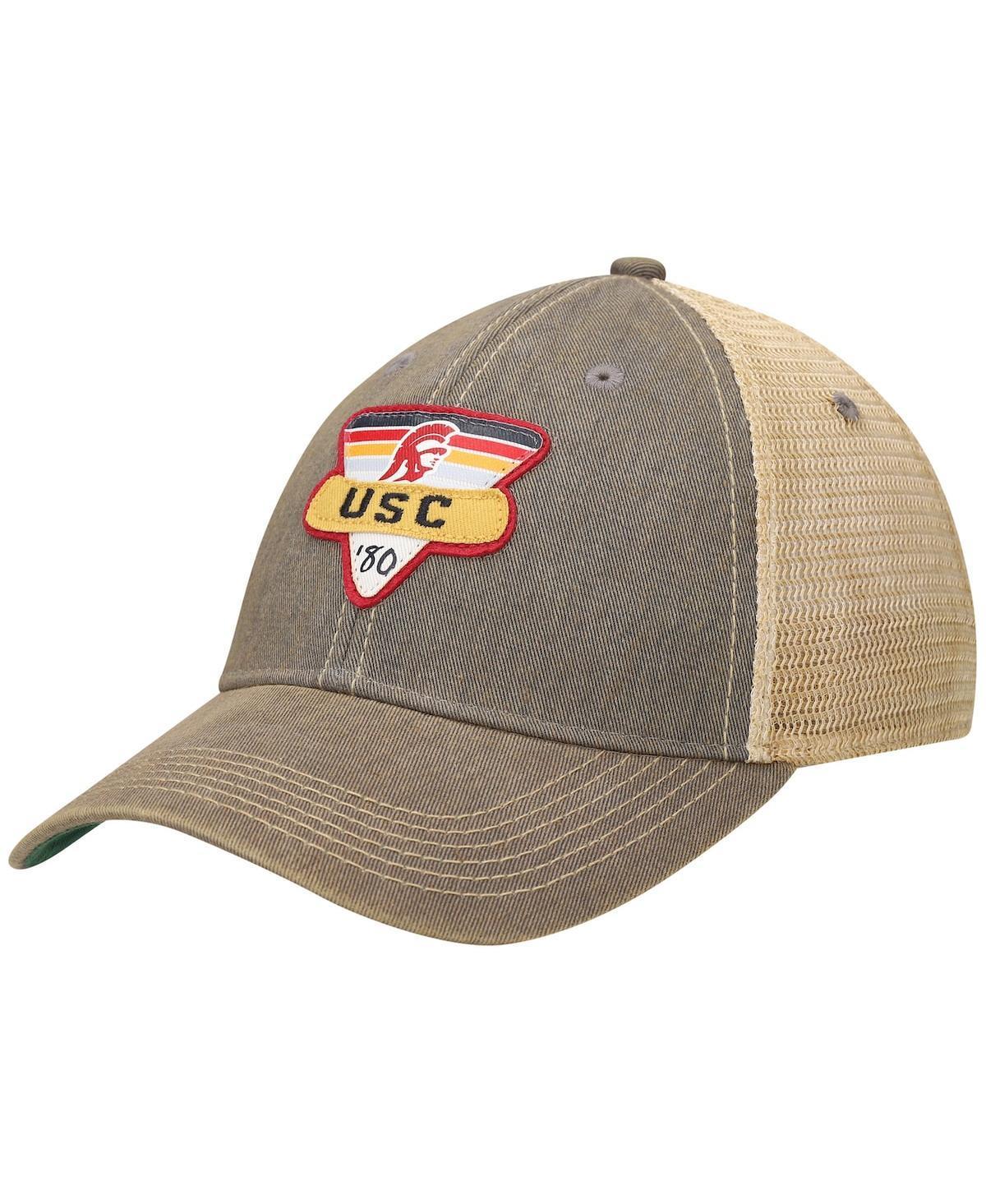 Mens Gray USC Trojans Legacy Point Old Favorite Trucker Snapback Hat Product Image