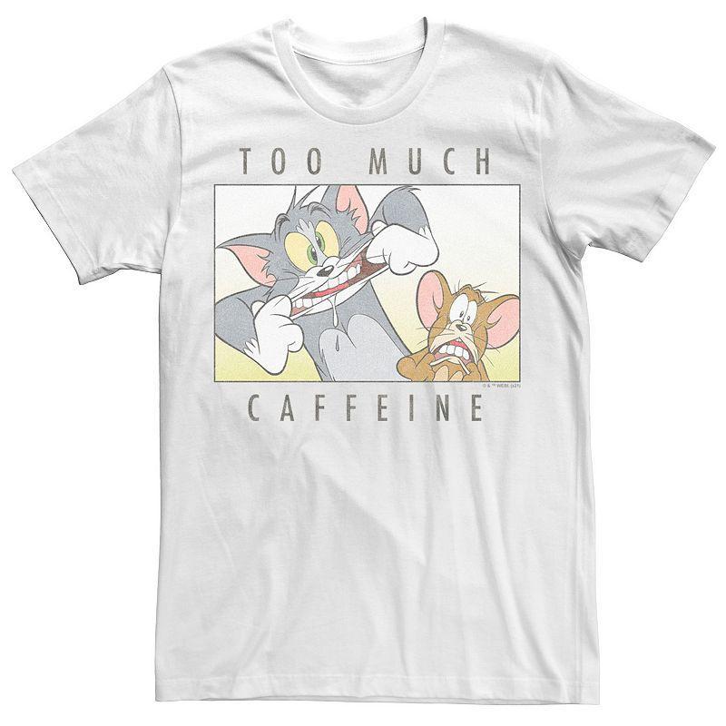 Big & Tall Tom And Jerry Too Much Caffeine Graphic Tee, Men's, Size: 5XL, White Product Image