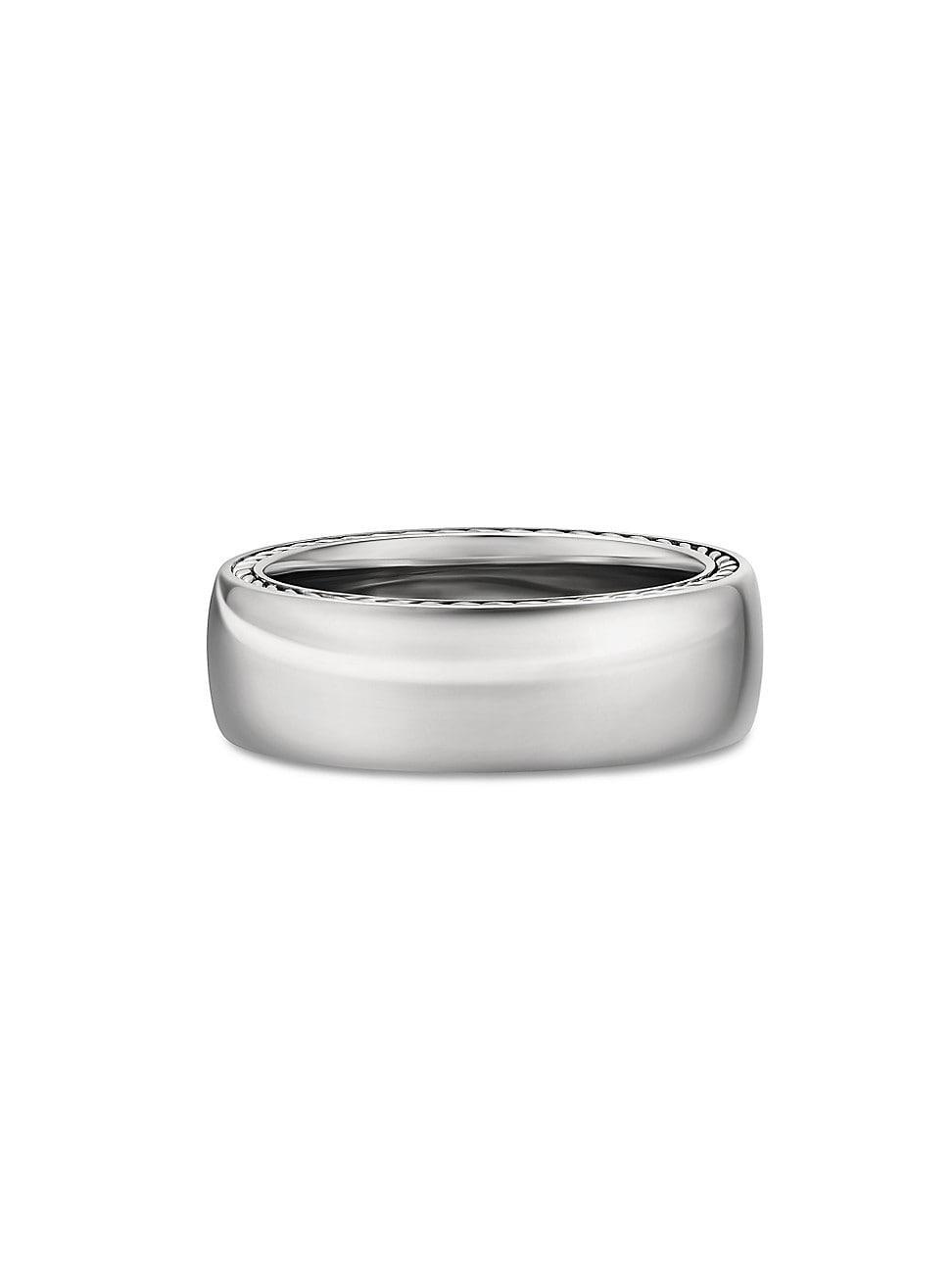 Mens Streamline Band Ring in 18K White Gold, 8MM Product Image