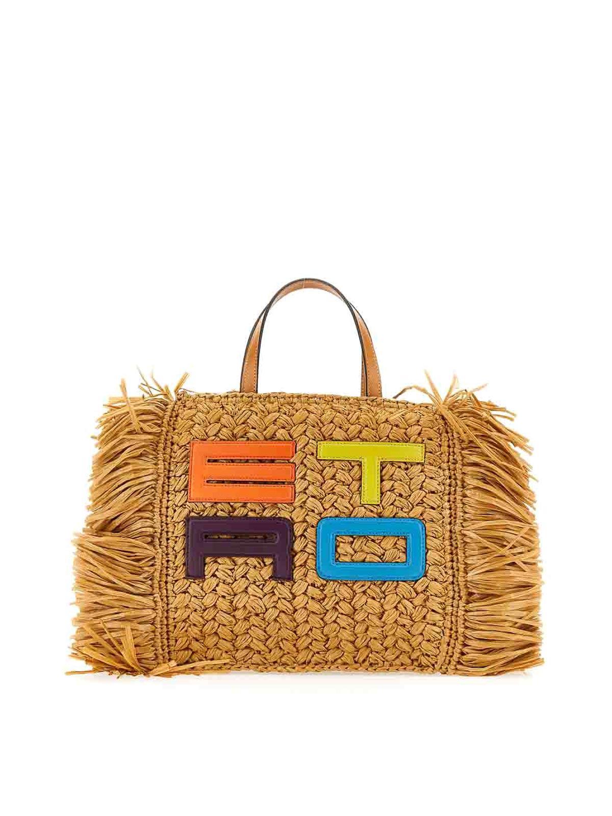 ETRO Raffia Tote Bag In Brown Product Image