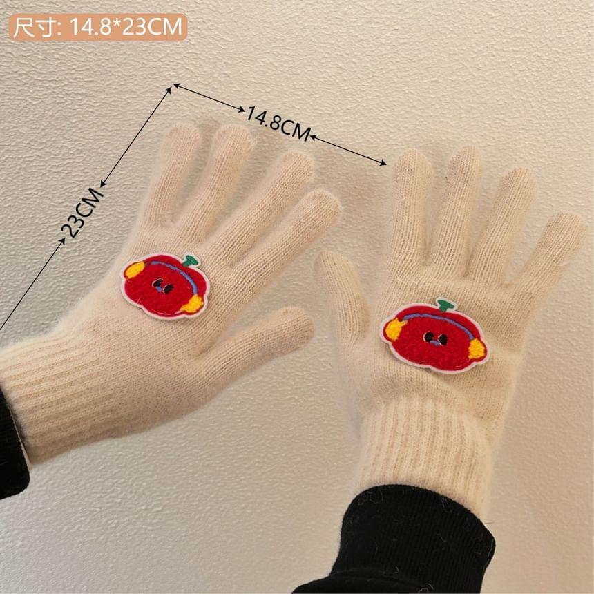 Cartoon Applique Knit Gloves Product Image