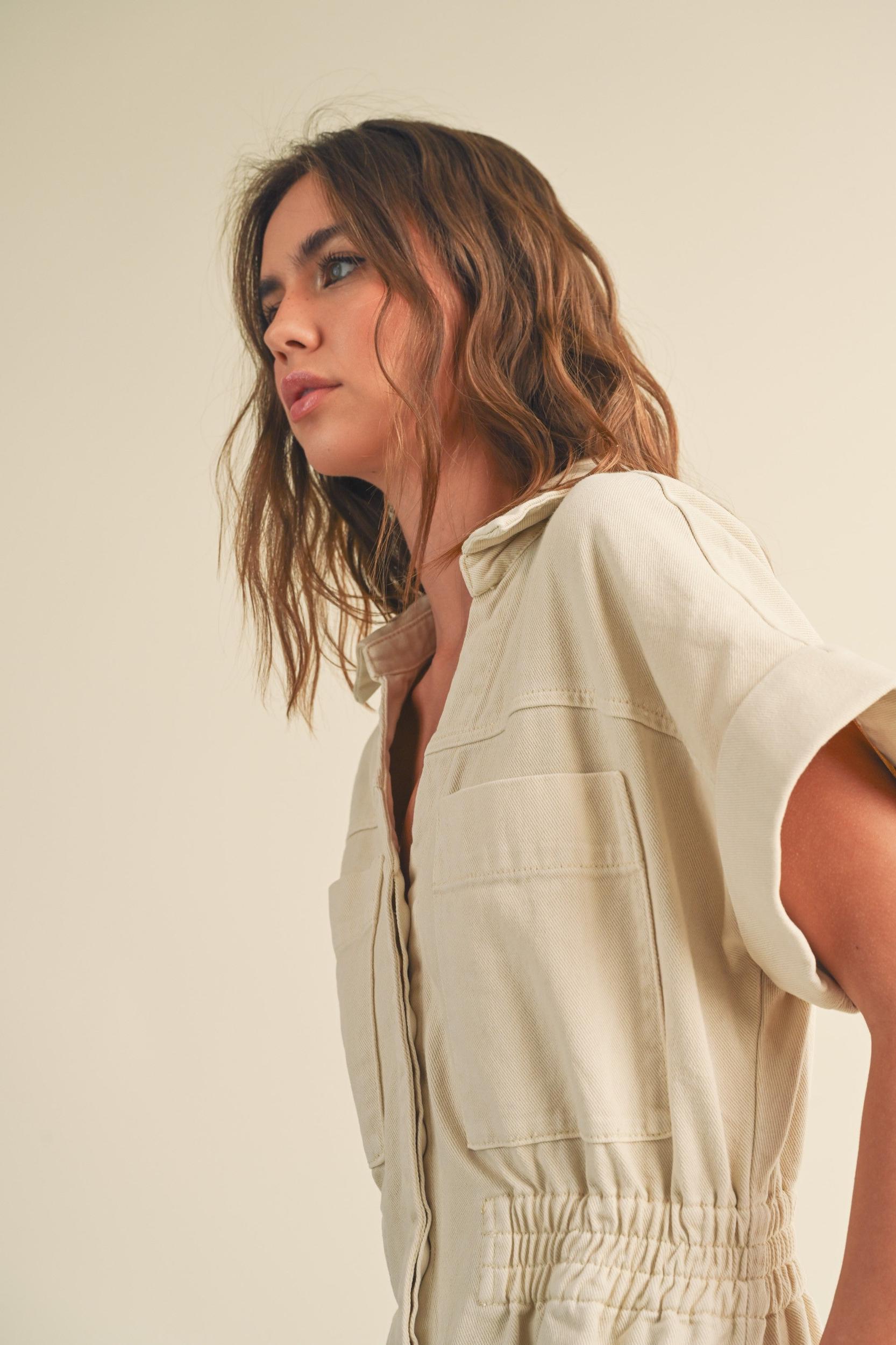 Cotton Denim Comfy Jumpsuit Product Image