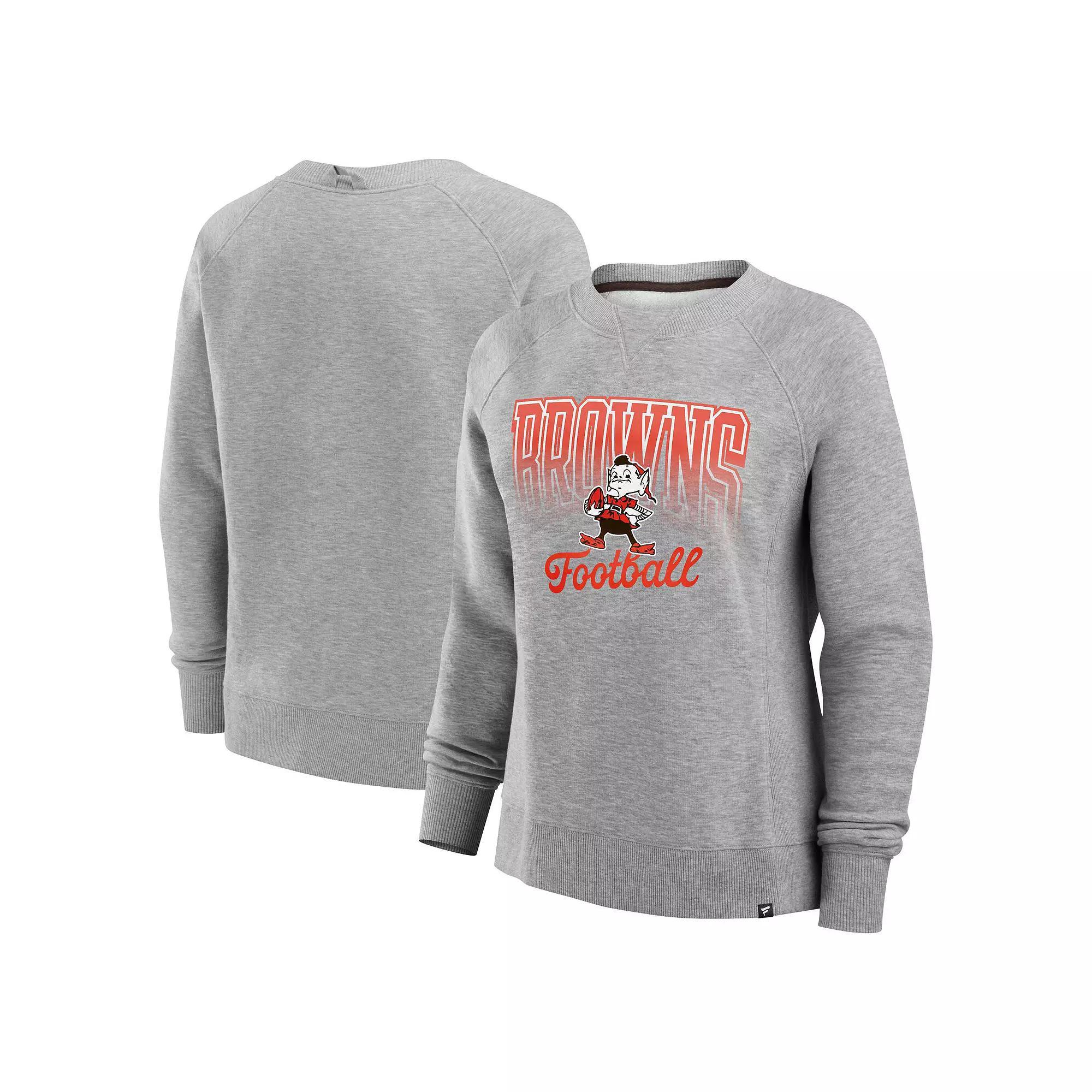 Women's Fanatics Heather Gray Las Vegas Raiders Hit Hard Fleece Pullover Sweatshirt,  Product Image
