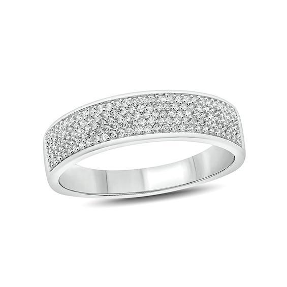 Men's 1/2 CT. T.w. Diamond Multi-Row Wedding Band in 14K White Gold Product Image