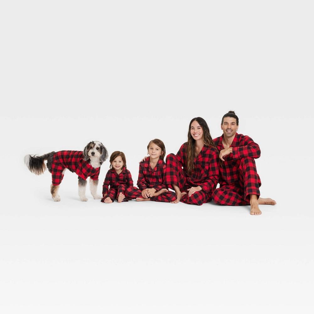 Women's Buffalo Check Microfleece Holiday Matching Family Pajama Pants - Wondershop™ Red L Product Image