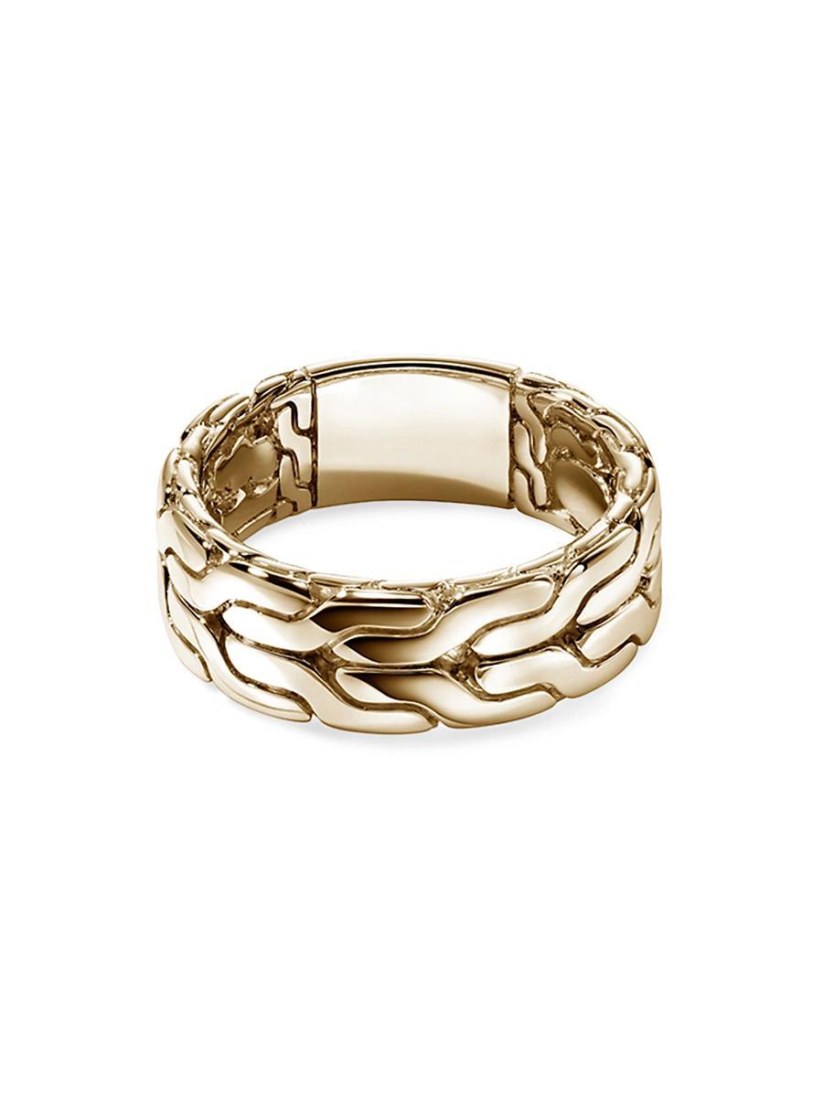 Mens Carved Chain 14K Yellow Gold Band Ring Product Image