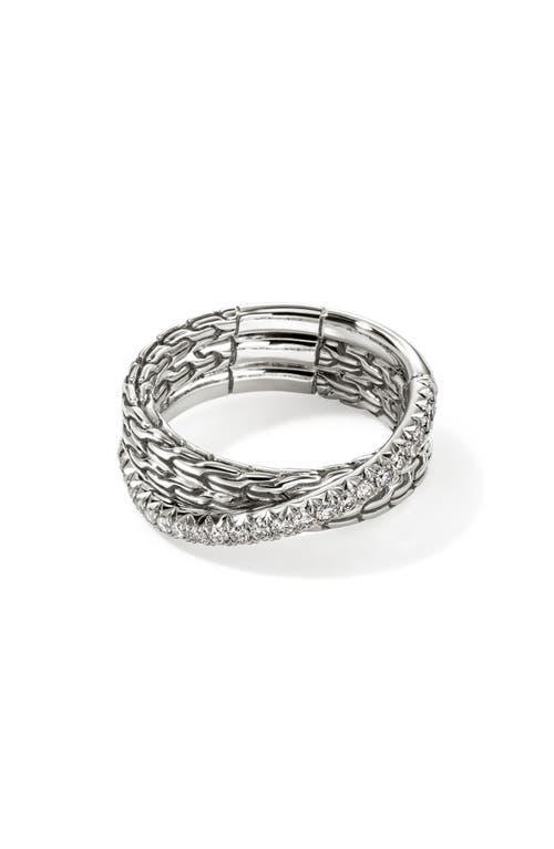 JOHN HARDY Jh Essentials Sterling Silver Crossover Ring In Silver/diamonds Product Image