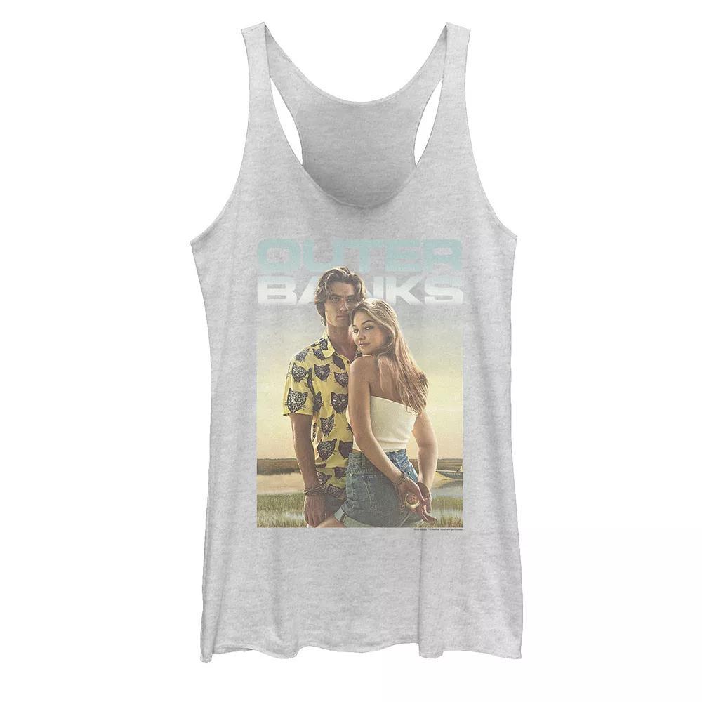 Juniors' Outer Banks John B & Sarah Poster Graphic Tank Top, Girl's, Size: XS, White Grey Product Image
