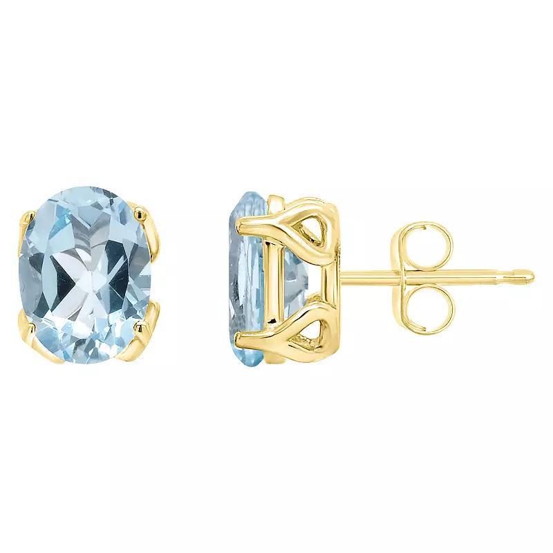 Alyson Layne 14k Gold Oval Sky Blue Topaz Stud Earrings, Women's Product Image