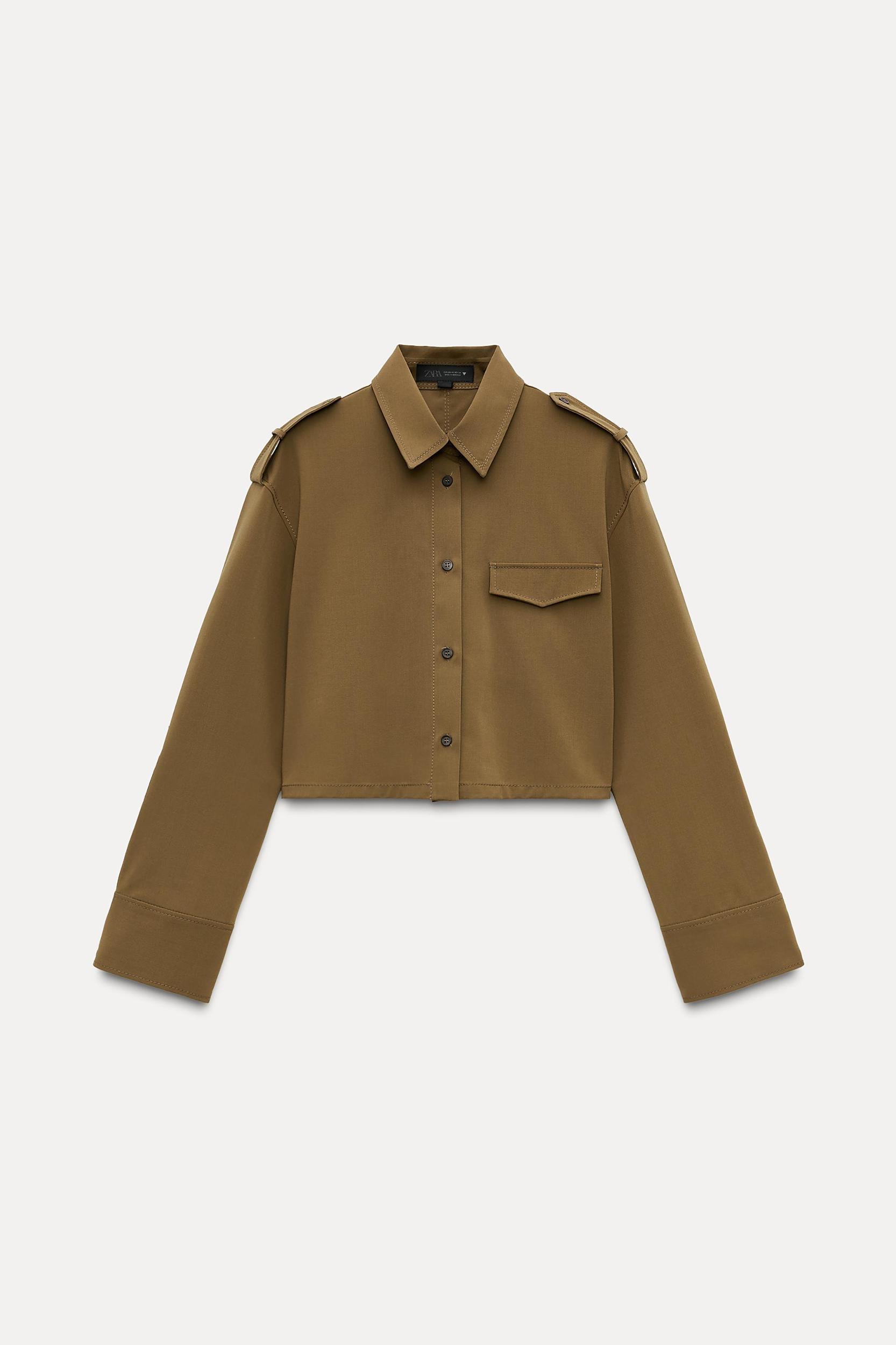 LAPEL COLLAR CROPPED SHIRT Product Image