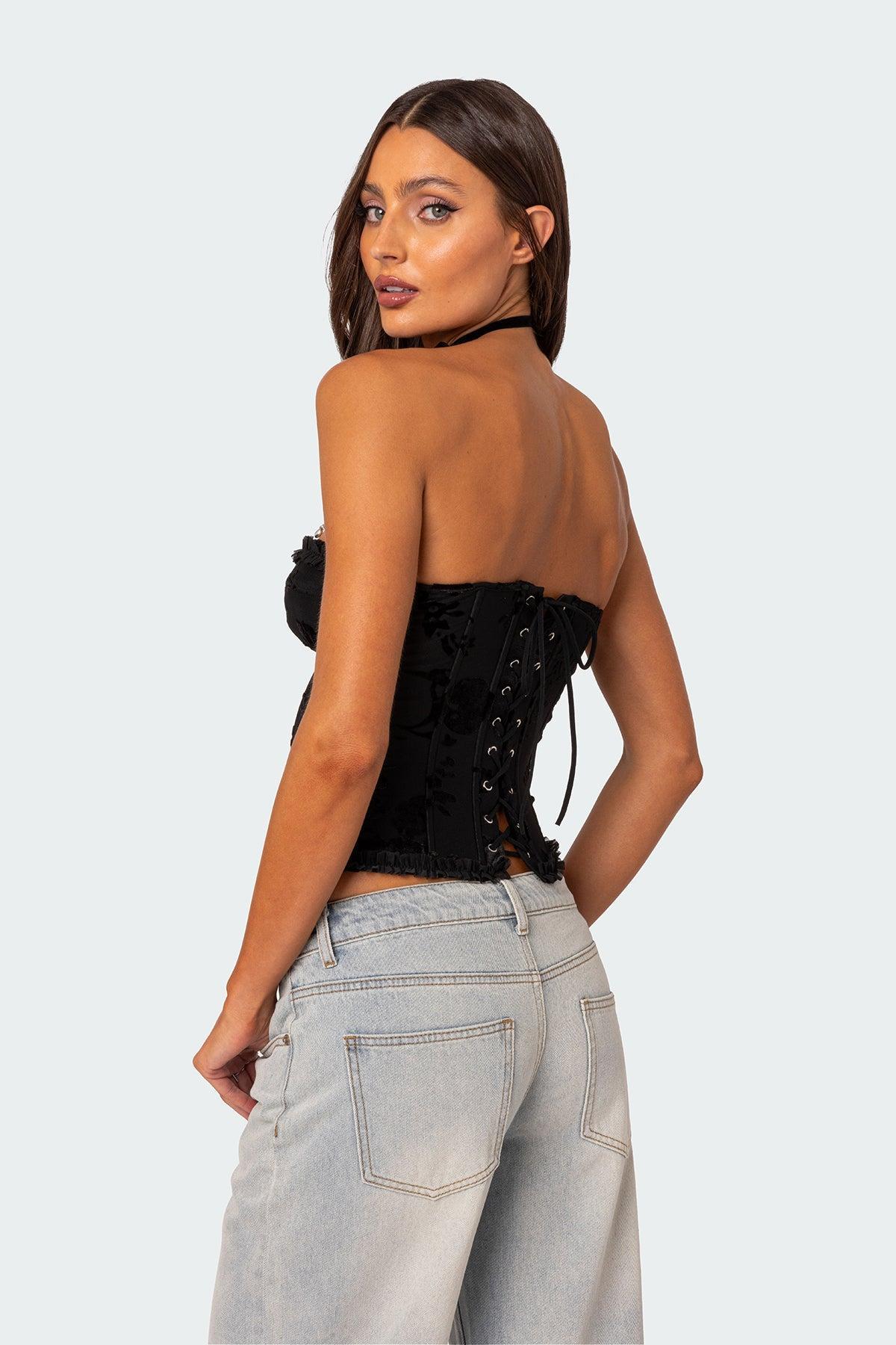 Marnie Velvet Embroidered Corset Product Image