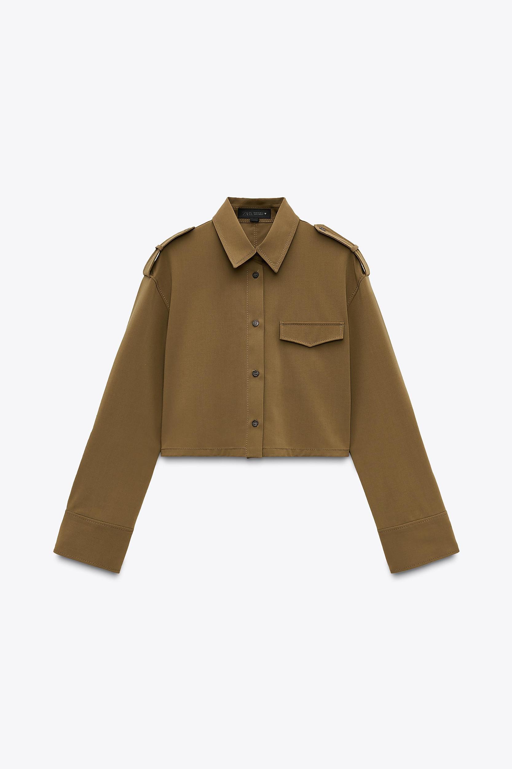 LAPEL COLLAR CROPPED SHIRT Product Image