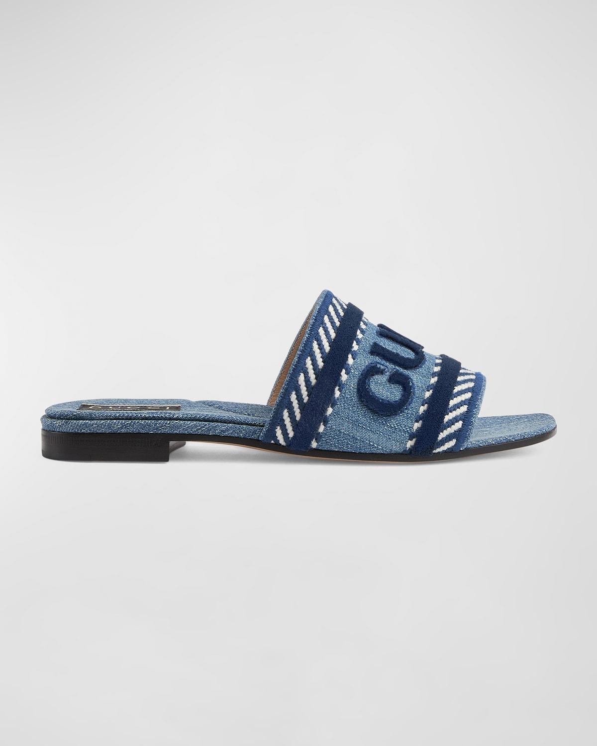 Jane Logo Denim Slide Sandals Product Image