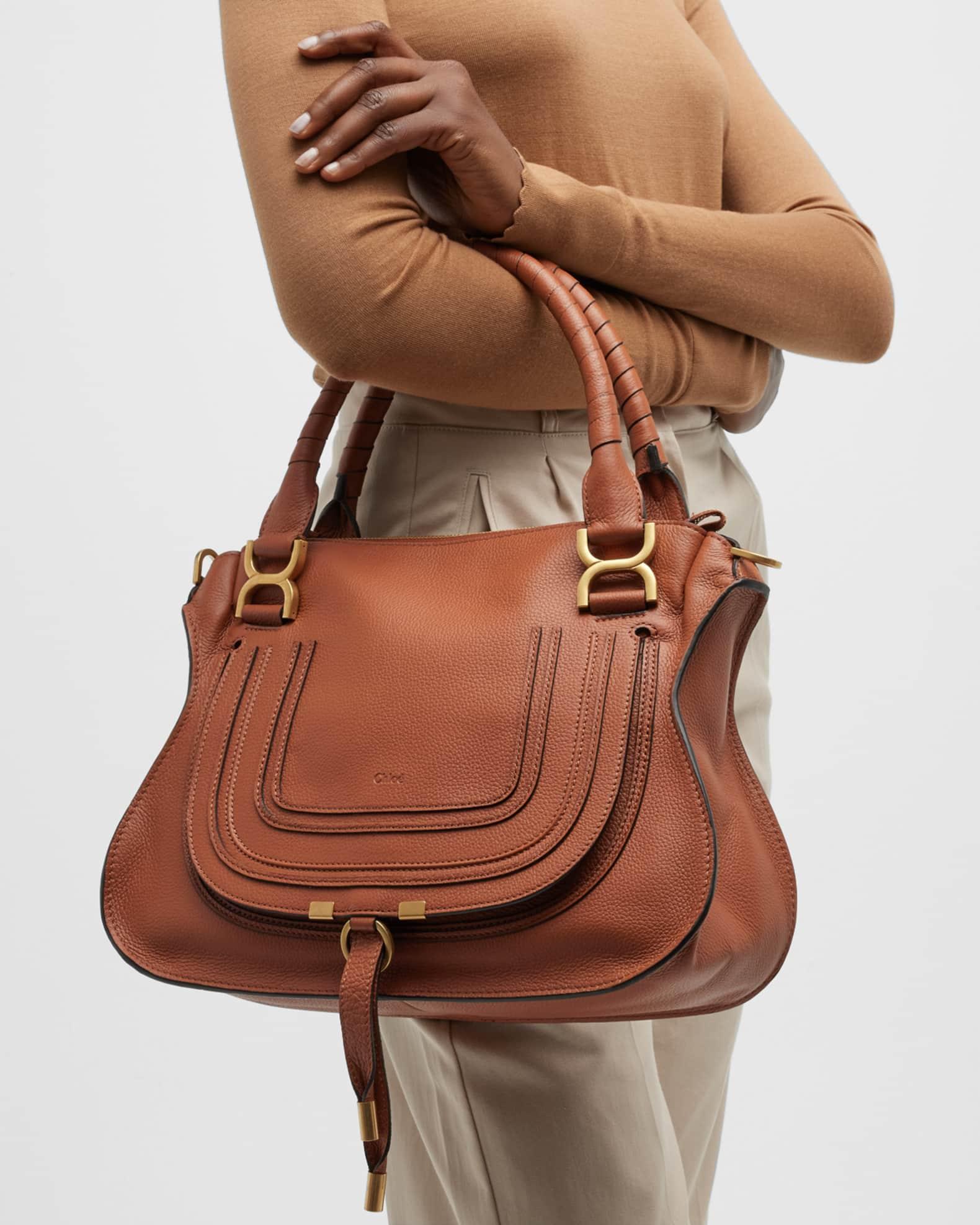 Marcie Medium Double Carry Satchel Bag in Grained Leather Product Image