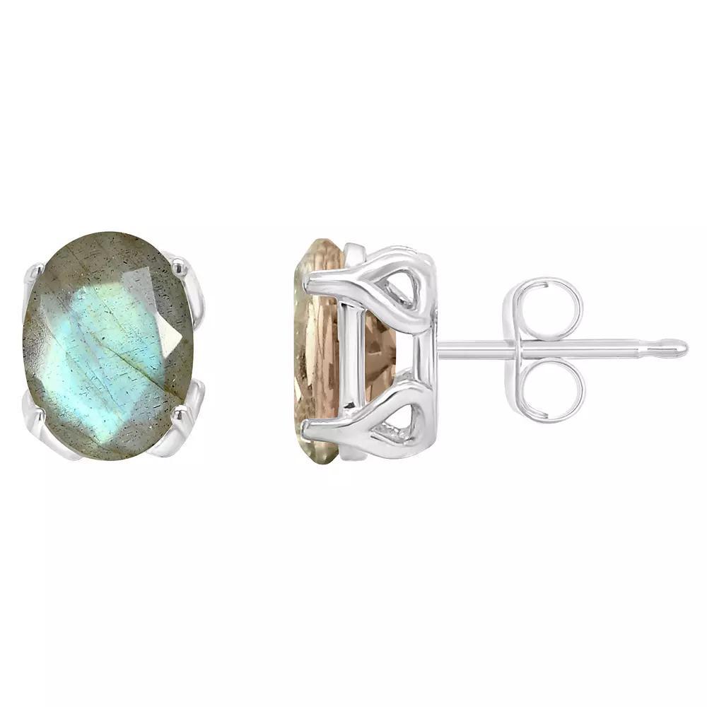 Alyson Layne Sterling Silver Oval Labradorite Stud Earrings, Womens Product Image