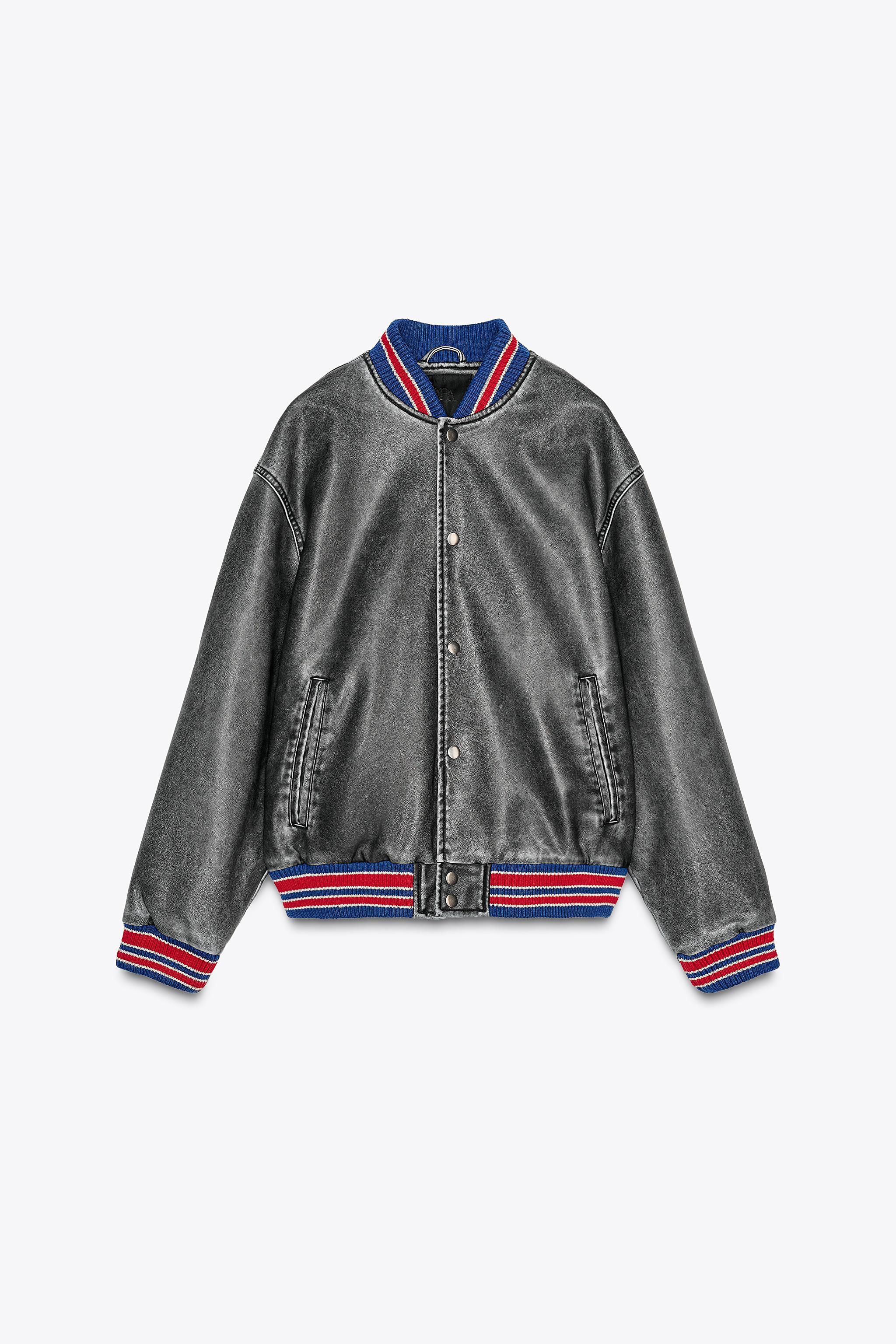 FAUX LEATHER BOMBER JACKET Product Image