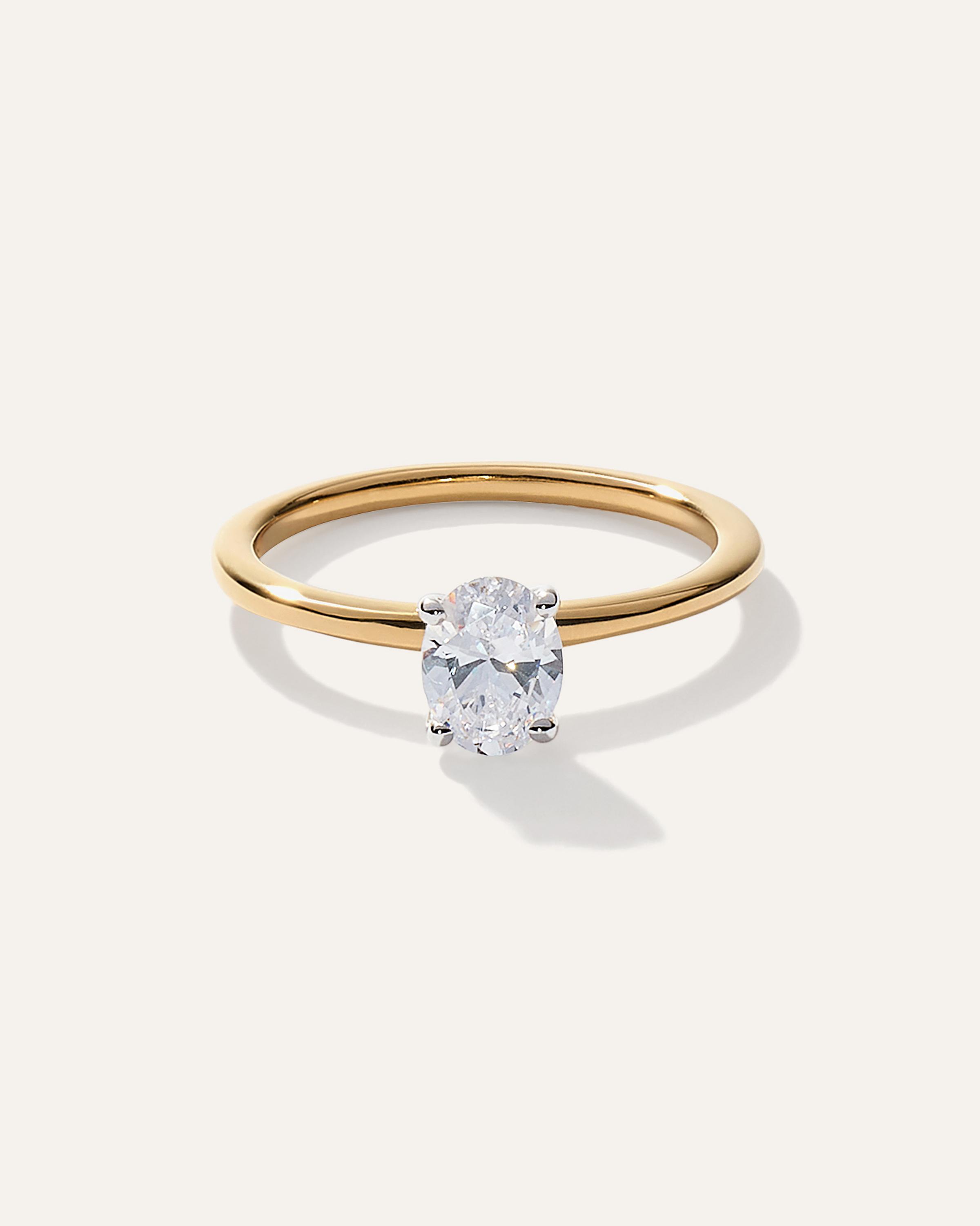 Natural Diamond Oval Petite Classic Engagement Ring Product Image