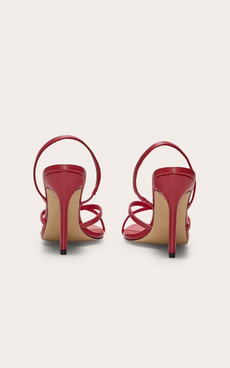 Red Pu Point Toe Sling Back High Stiletto Heel Sandals Product Image