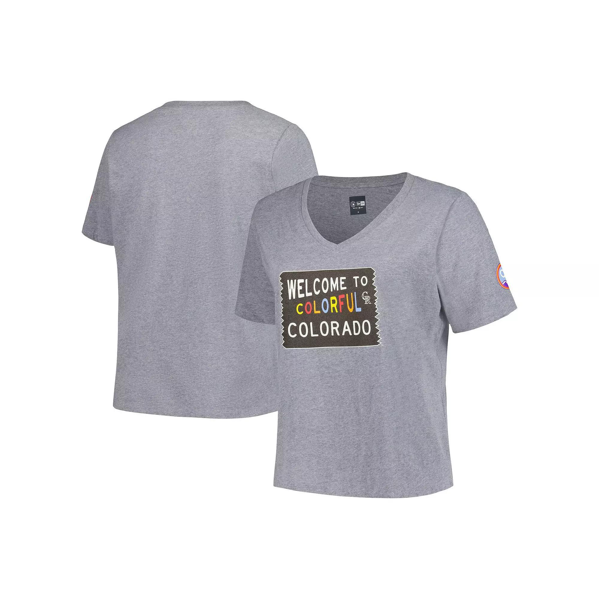 Women's New Era Gray Colorado Rockies City Connect Plus Size V-Neck T-Shirt, Size: 3XL, Grey Product Image