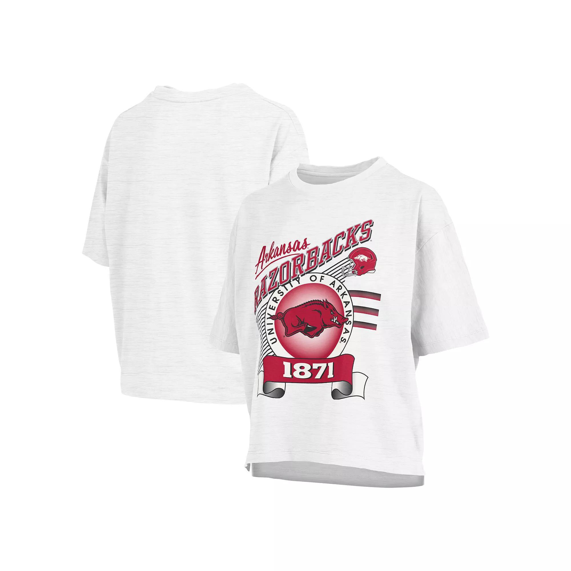 Women's Pressbox White Arkansas Razorbacks Rock & Roll Slub T-Shirt,  Product Image