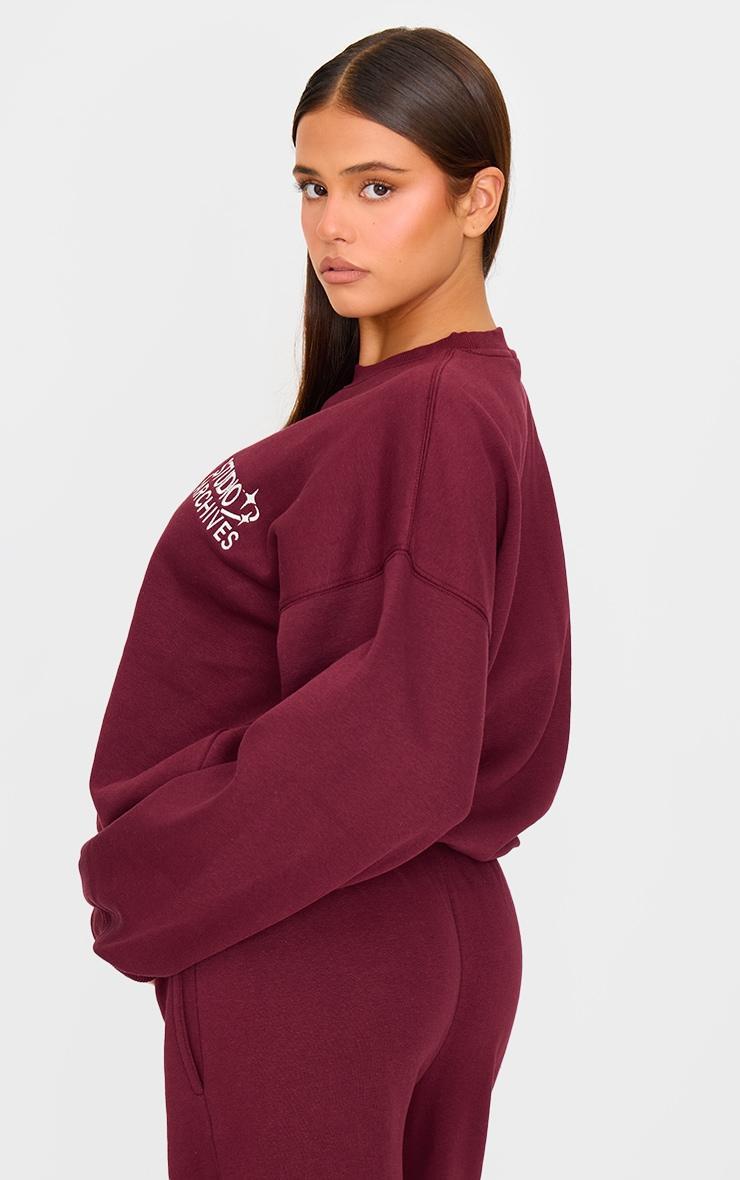 Burgundy Studio Archives Embroidered Oversized Sweatshirt Product Image