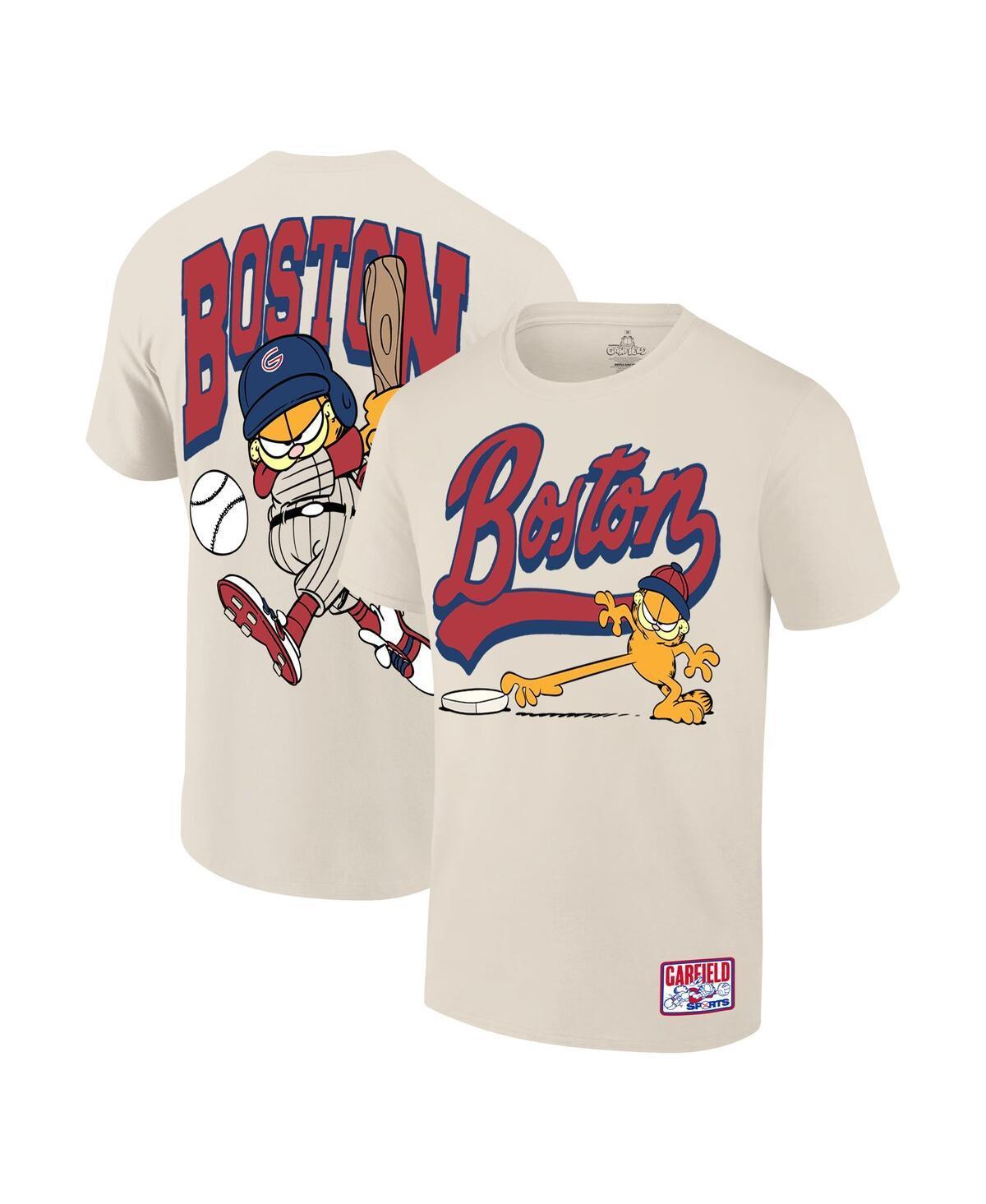 Ripple Junction Mens Cream Garfield Boston Baseball T-Shirt Product Image