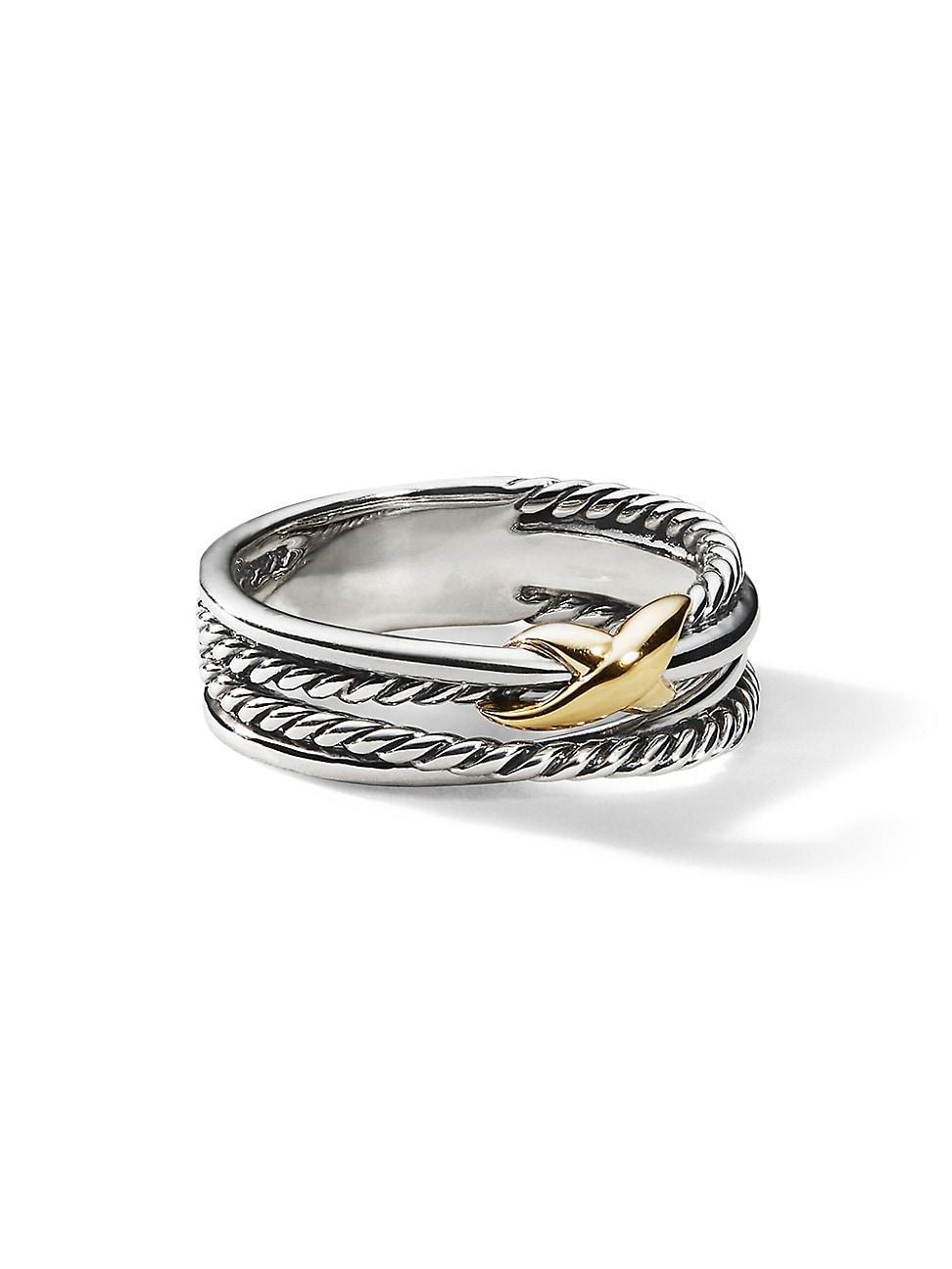 Womens X Crossover Band Ring in Sterling Silver Product Image