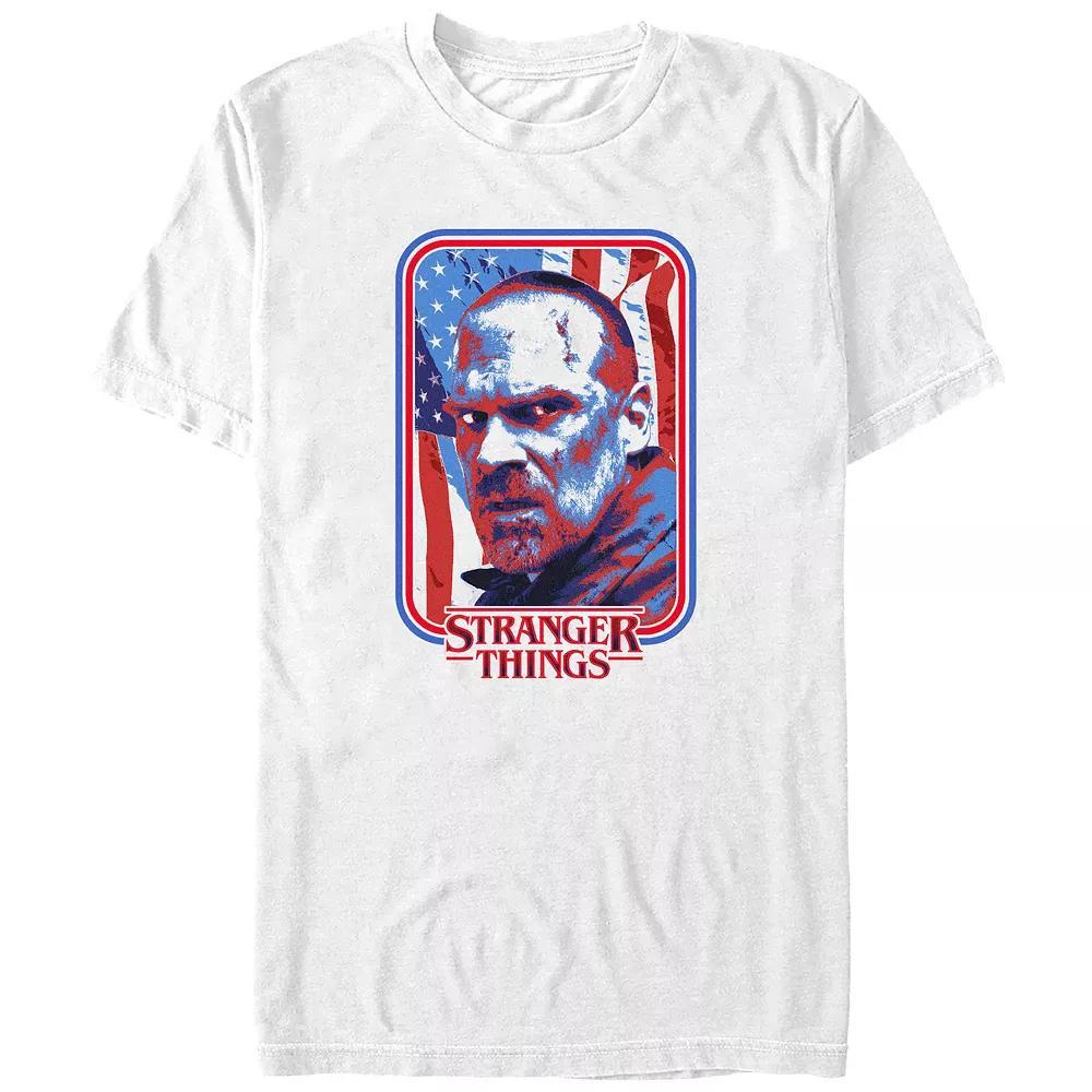 Big & Tall Stranger Things Chief Hopper USA Flag Graphic Tee, Men's, Size: 3XL Tall, White Product Image