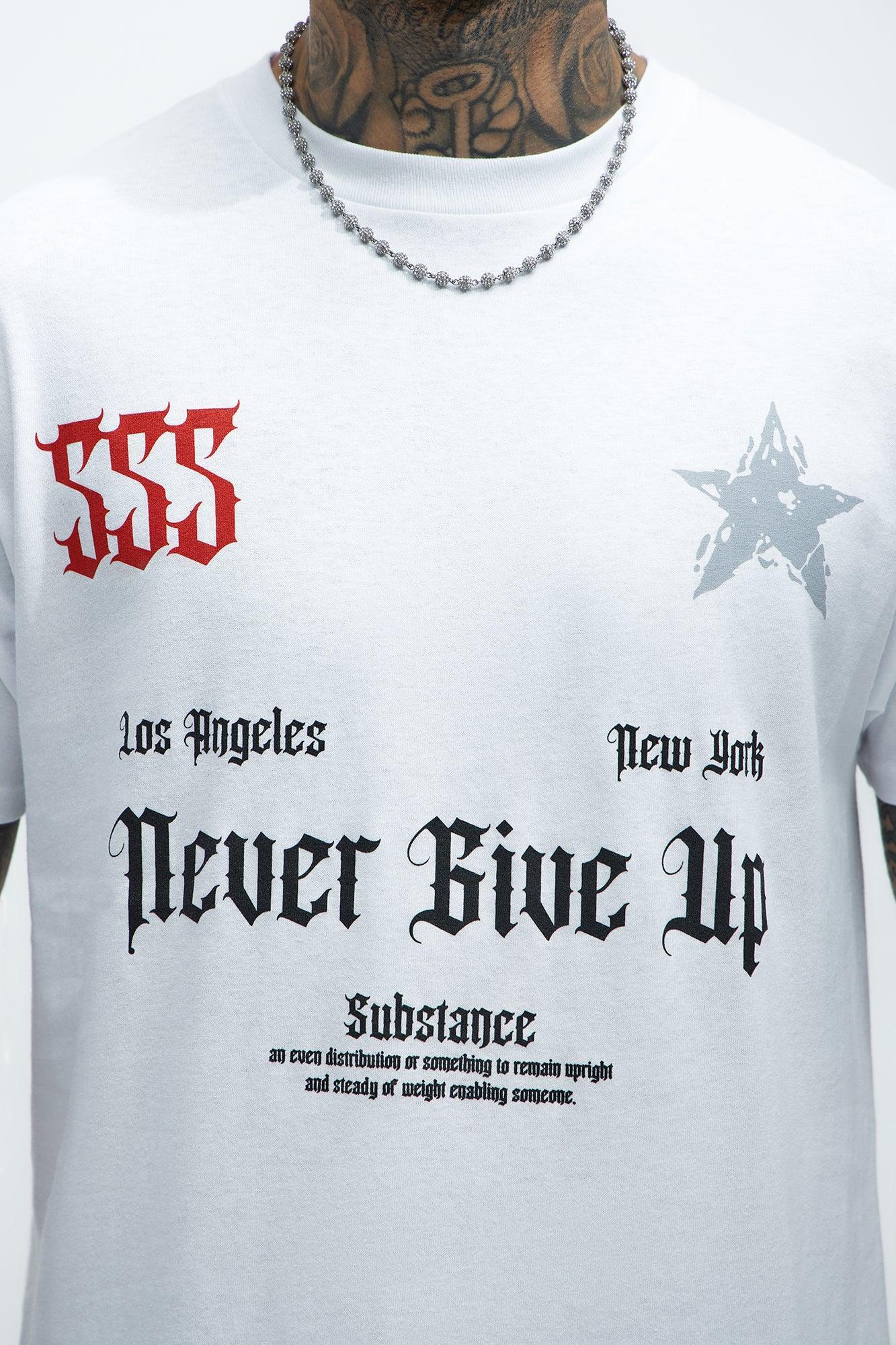 Never Give Up 555 Short Sleeve Tee - White Product Image