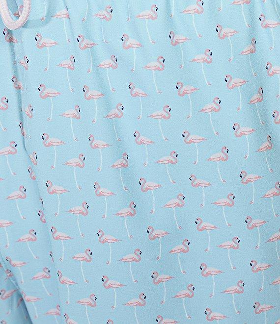 Caribbean Mini Flamingo Teal 5#double; Cabana Swim Trunks Product Image