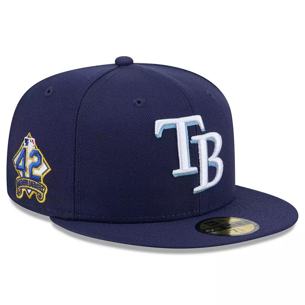 Men's New Era  Navy Tampa Bay Rays 2025 Jackie Robinson Day 59FIFTY Fitted Hat, Size: 7 3/4, Blue Product Image