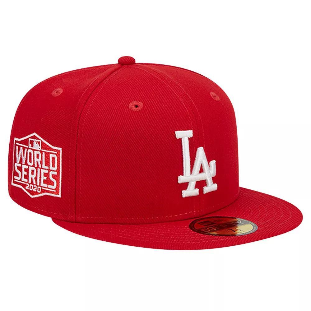 Men's New Era Red Los Angeles Dodgers Logo 59FIFTY Fitted Hat, Size: 7 3/8 Product Image