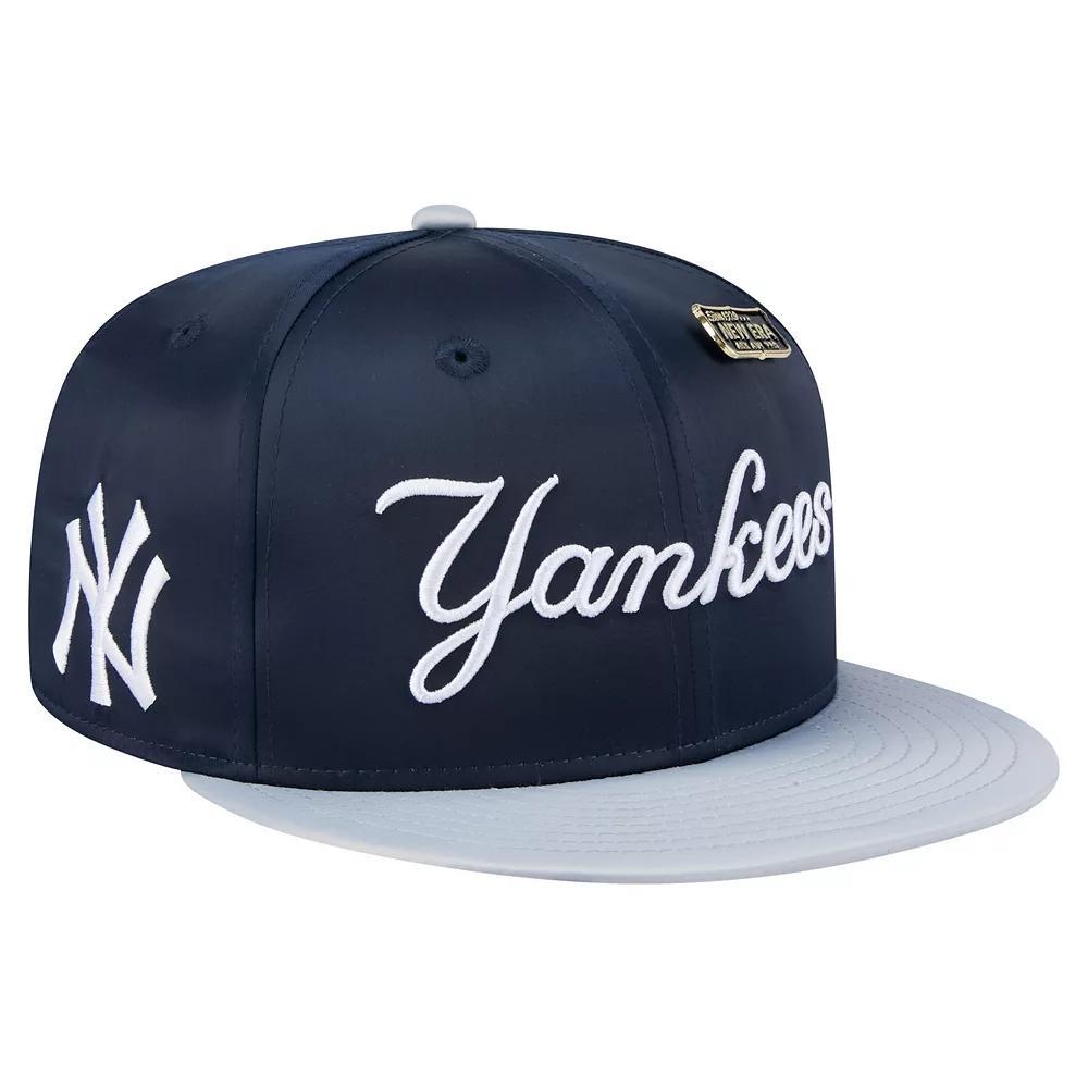 Men's New Era Navy/Gray New York Yankees Satin 59FIFTY Fitted Hat,  Product Image