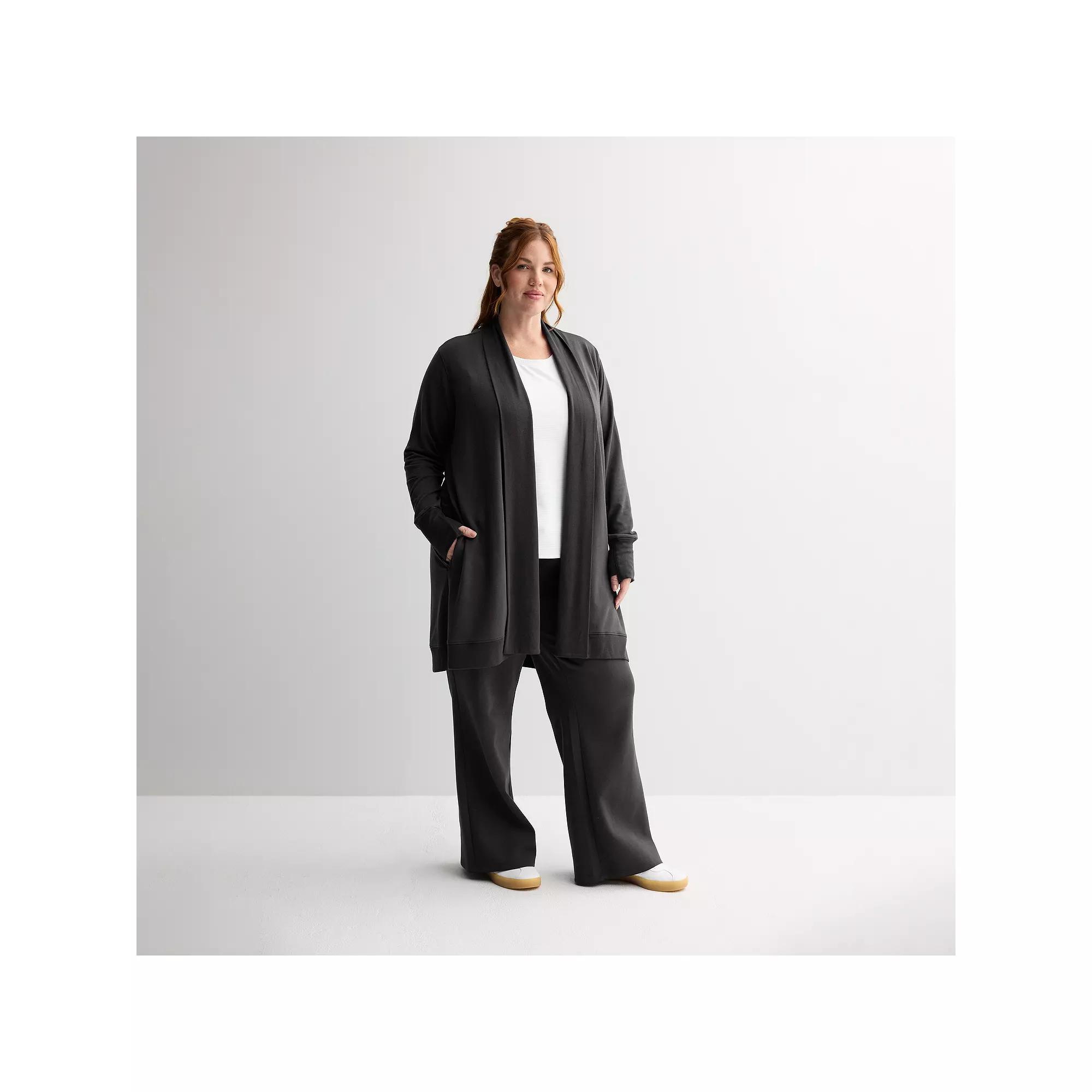 Plus Size Tek Gear® French Terry Long Wrap, Women's, Size: 2XL, Mineral Black Product Image