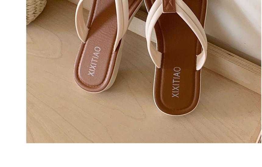 Faux Leather Lettering Flip Flops Product Image