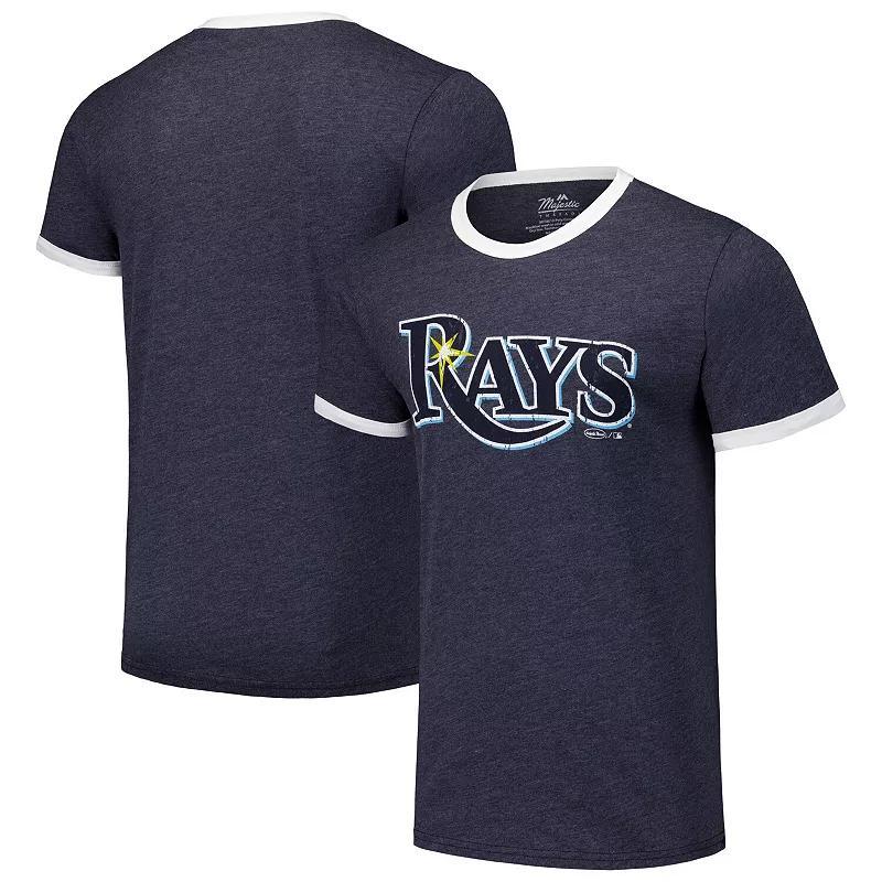 Mens Majestic Threads Tampa Bay Rays Ringer Tri-Blend T-Shirt Blue Product Image