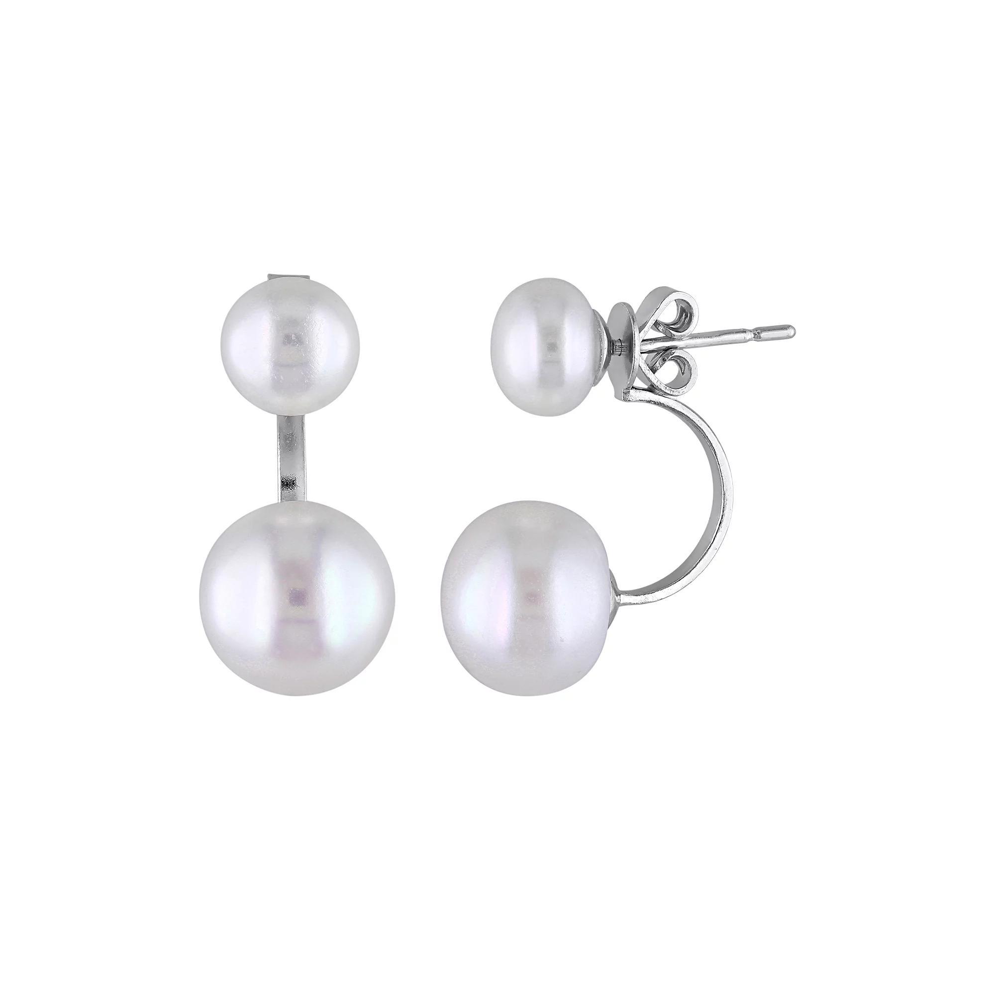 Stella Grace Freshwater Cultured Pearl Sterling Silver Front-Back Drop Earrings, Women's, White Product Image