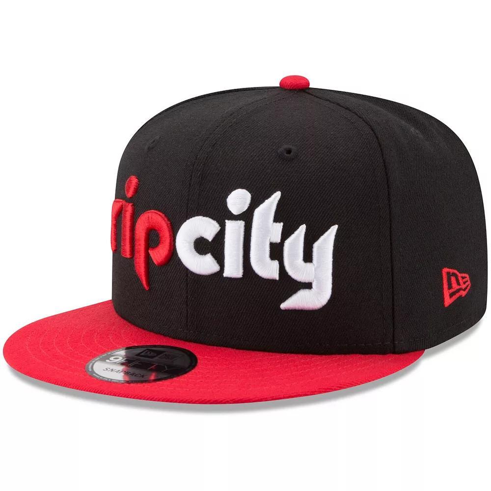Men's New Era Black/Red Portland Trail Blazers 2-Tone 9FIFTY Adjustable Snapback Hat Product Image
