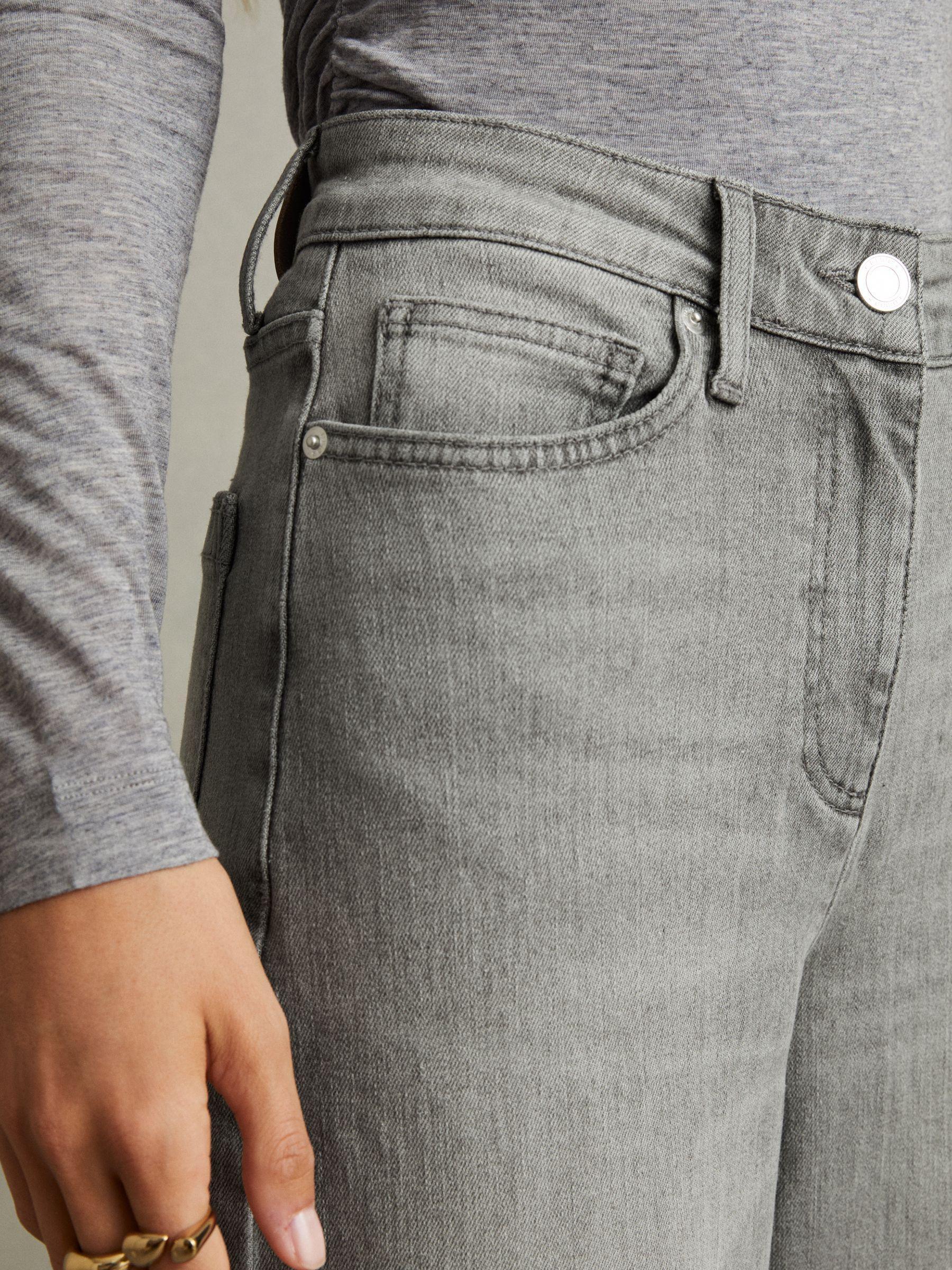 Petite Wide Leg Jeans in Washed Grey Product Image