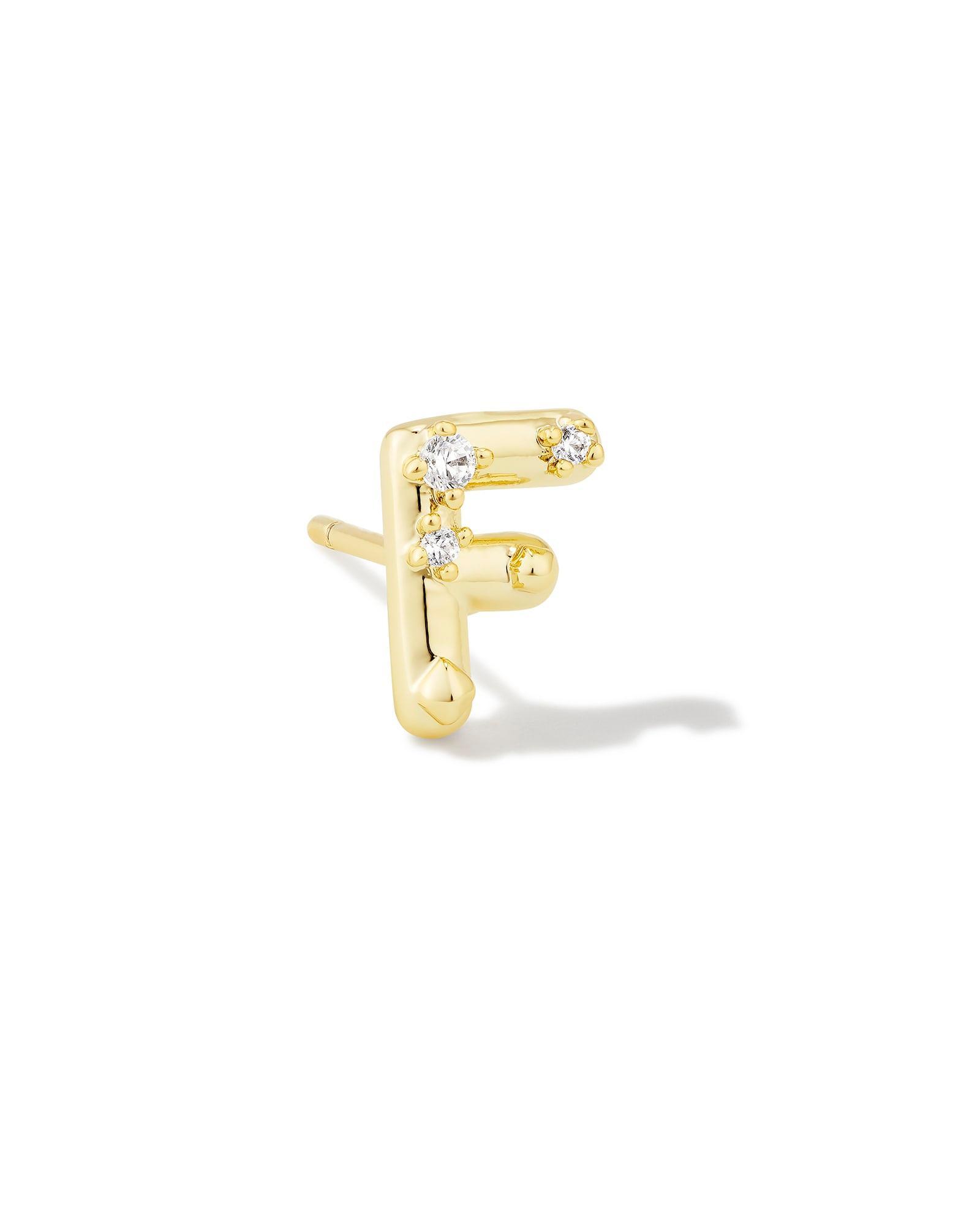 Austin Gold Single Stud Earring in White CZ Product Image