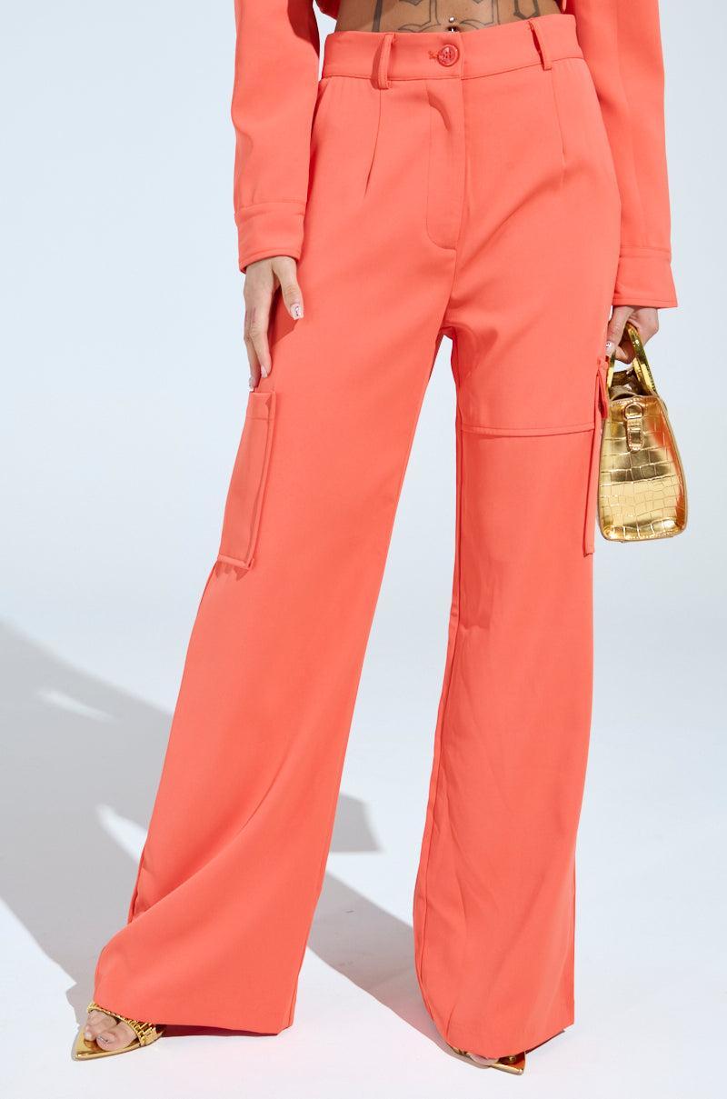 TAKE IT EASY CARGO PANT IN ORANGE Product Image