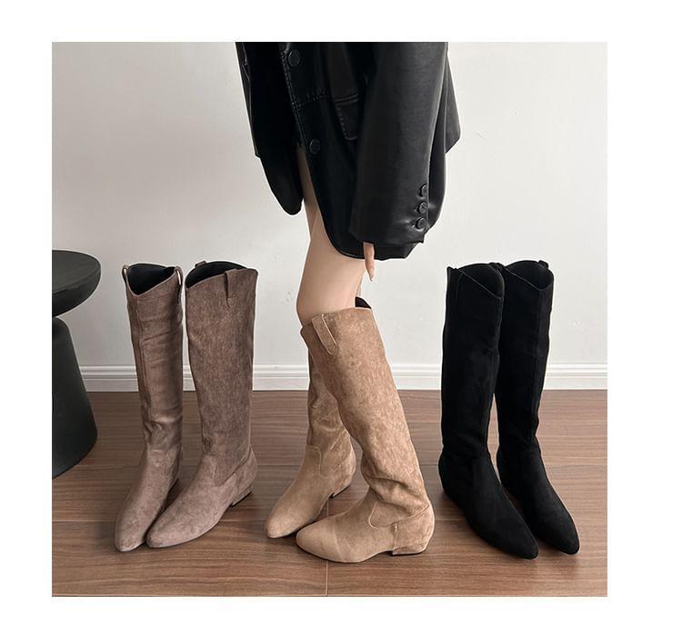 Pointed Toe Hidden Wedge Tall Boots Product Image